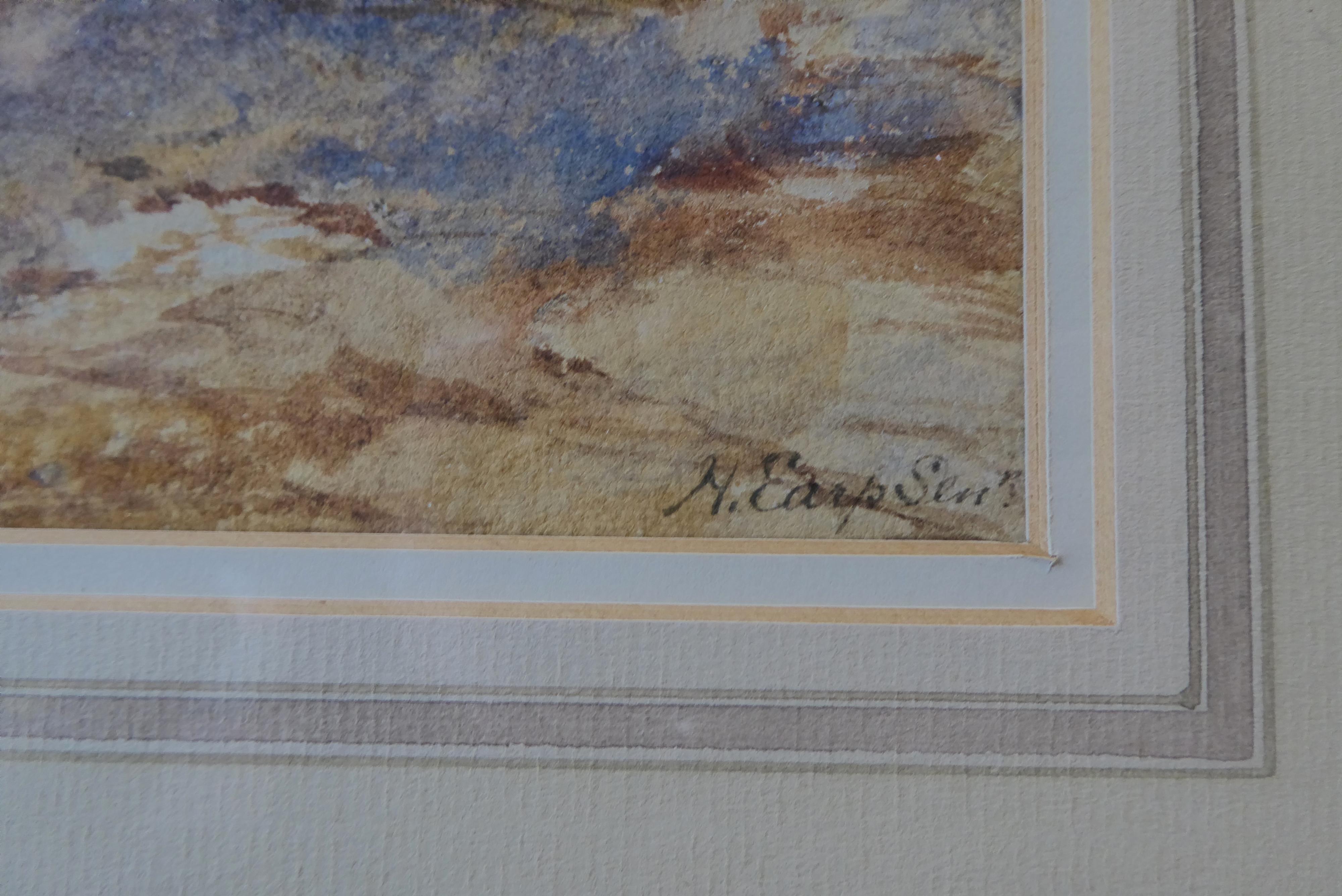 19th Century Scottish 'Stalking in the Highlands' Watercolor Signed William Henry Earp For Sale