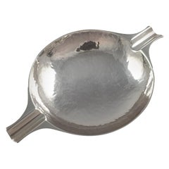 Antique Scottish Sterling Silver Hammered Ashtray, William Robb, Edinburgh, 1924