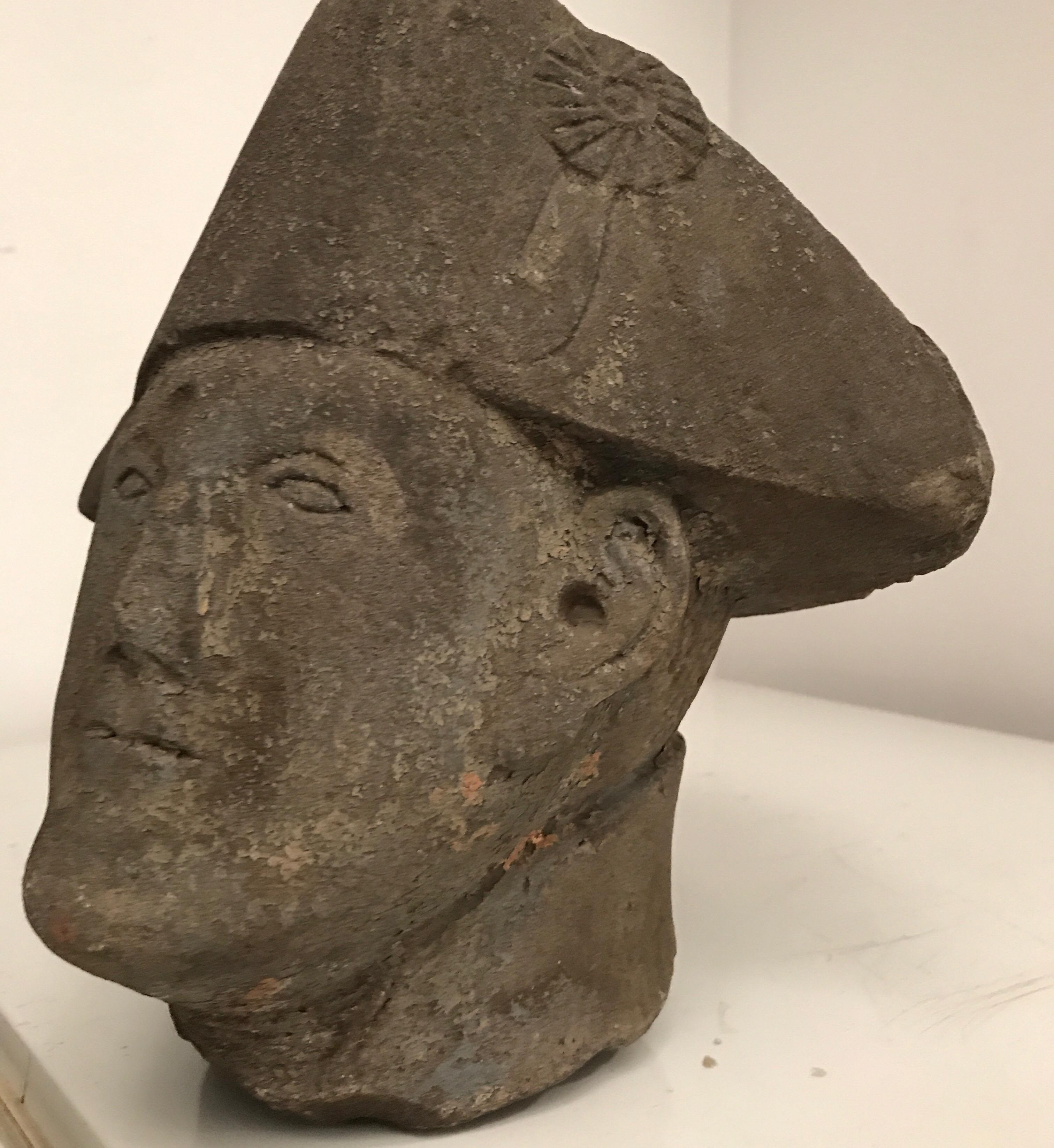 Hand-Carved Scottish Stone Bust of a Gentleman