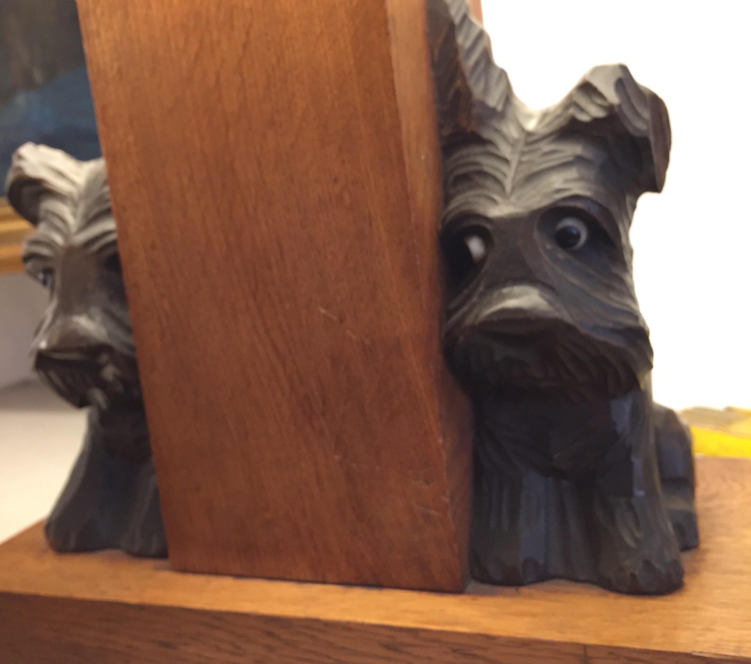 Scottish Terrier Dog Figures Oak  Rectangular Table Lamp from France 4
