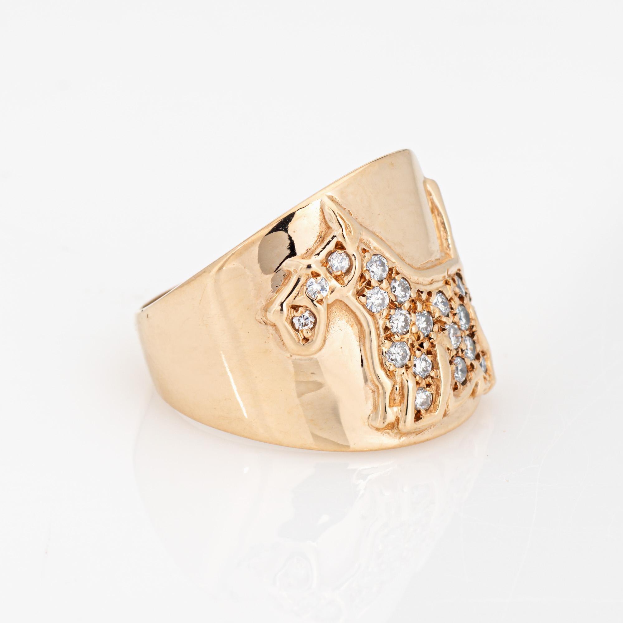 Scottish Terrier Hundering, Diamant, breiter Ring, schottisches Terrier, 5 Vintage 14k Gold, Tierschmuck (Moderne)