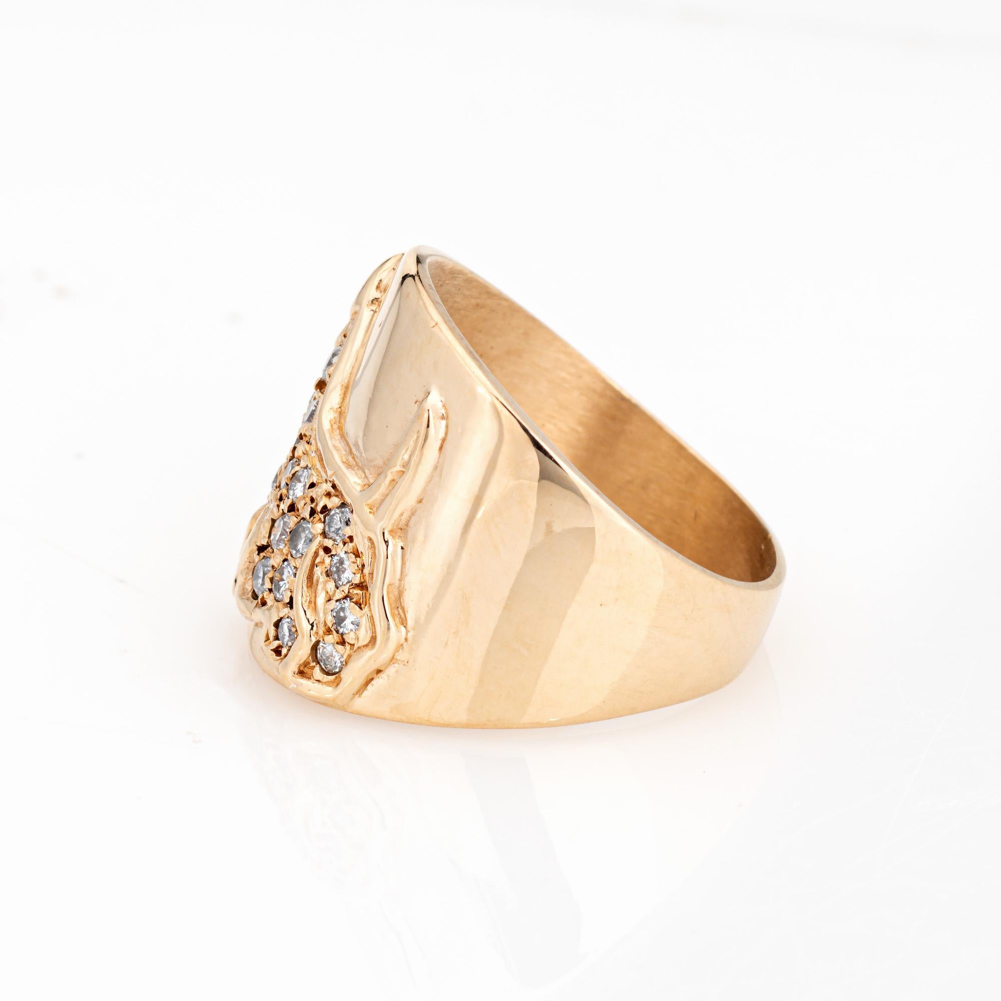 Scottish Terrier Hundering, Diamant, breiter Ring, schottisches Terrier, 5 Vintage 14k Gold, Tierschmuck (Rundschliff)