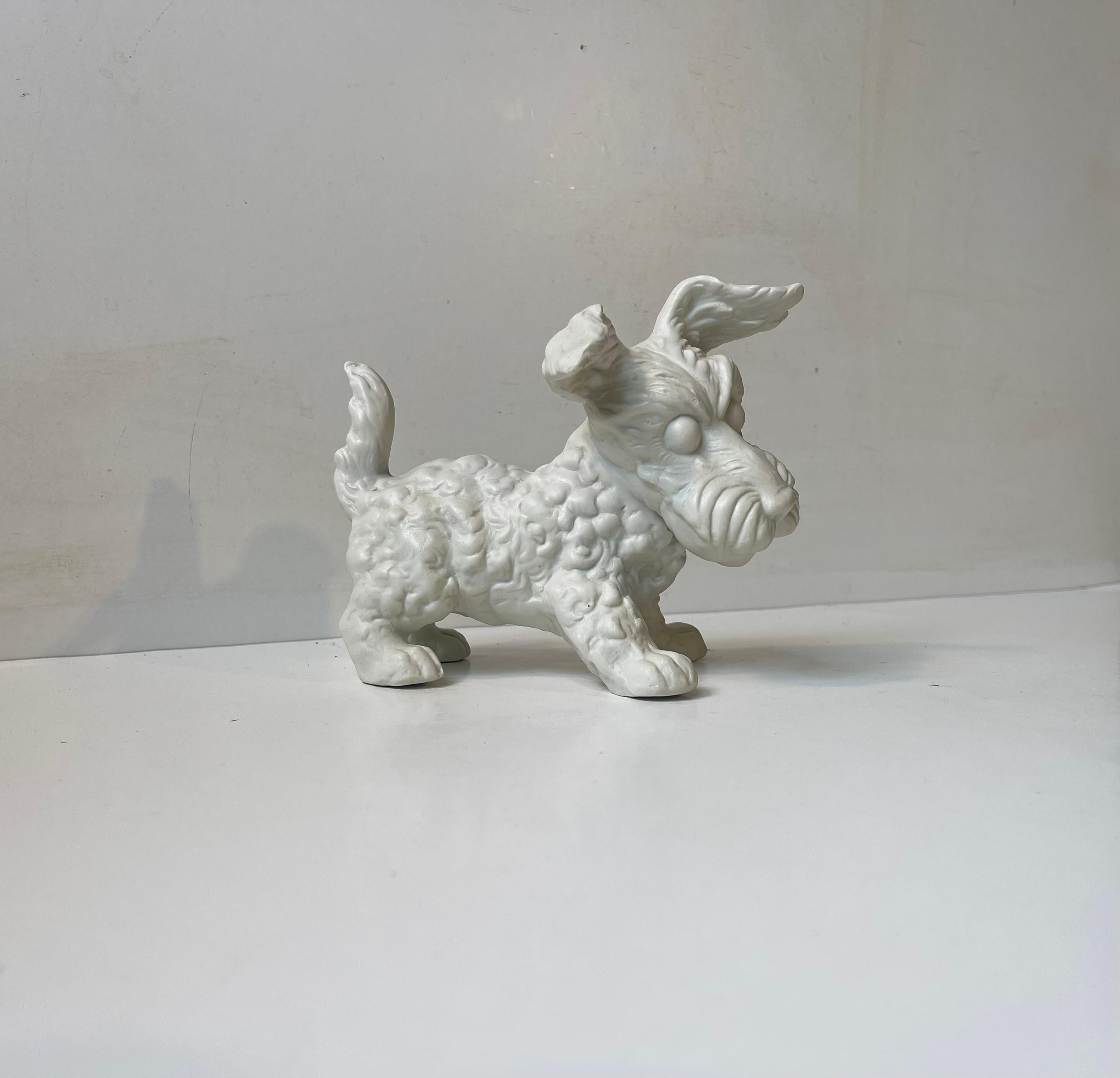 Schottische Terrier-Figur aus weißem Biskuitporzellan von Schaubach Kunst, 1950er Jahre (Porzellan) im Angebot
