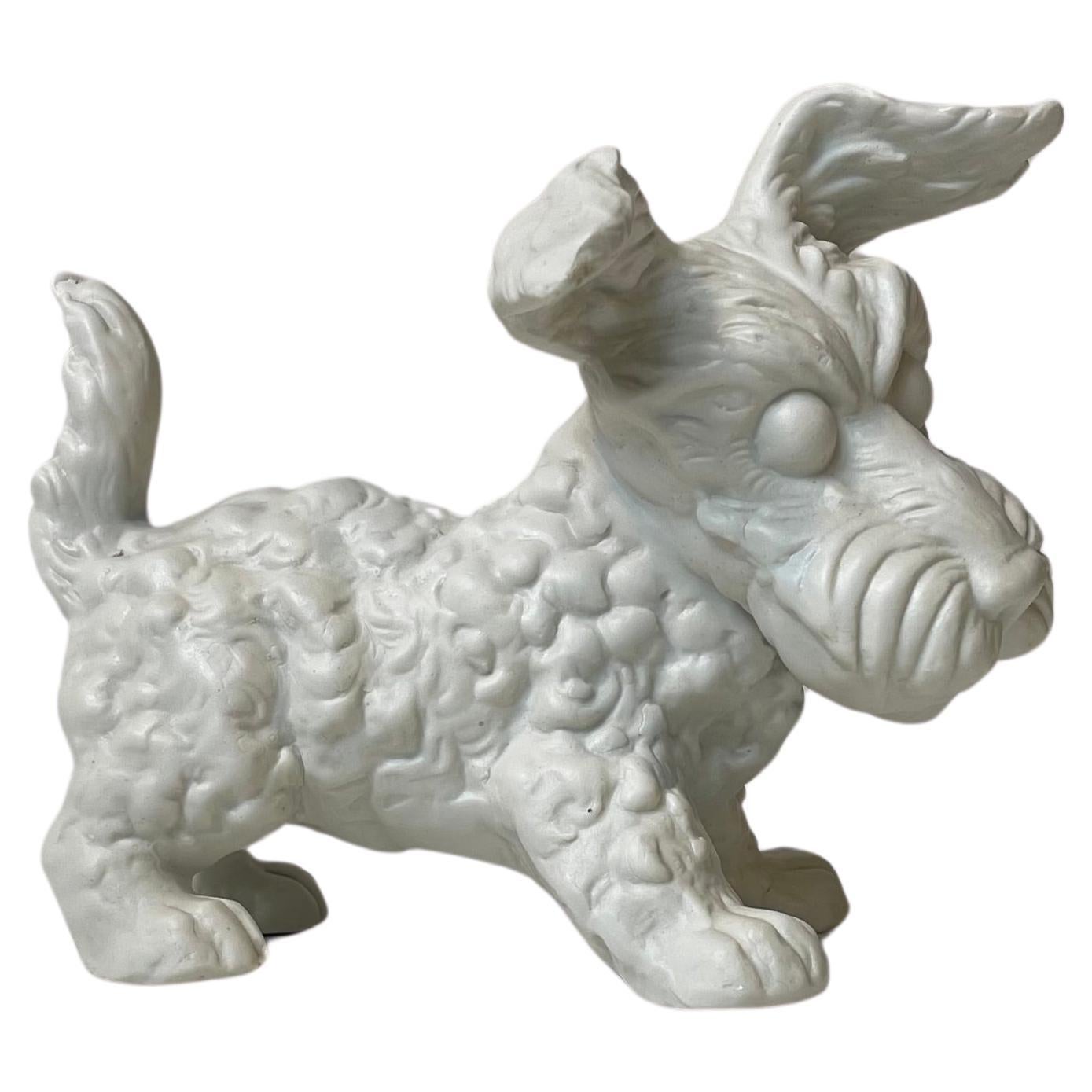 Schottische Terrier-Figur aus weißem Biskuitporzellan von Schaubach Kunst, 1950er Jahre