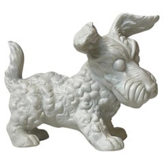 Terrier écossais Figurine en porcelaine biscuit blanc par Schaubach Kunst, années 1950