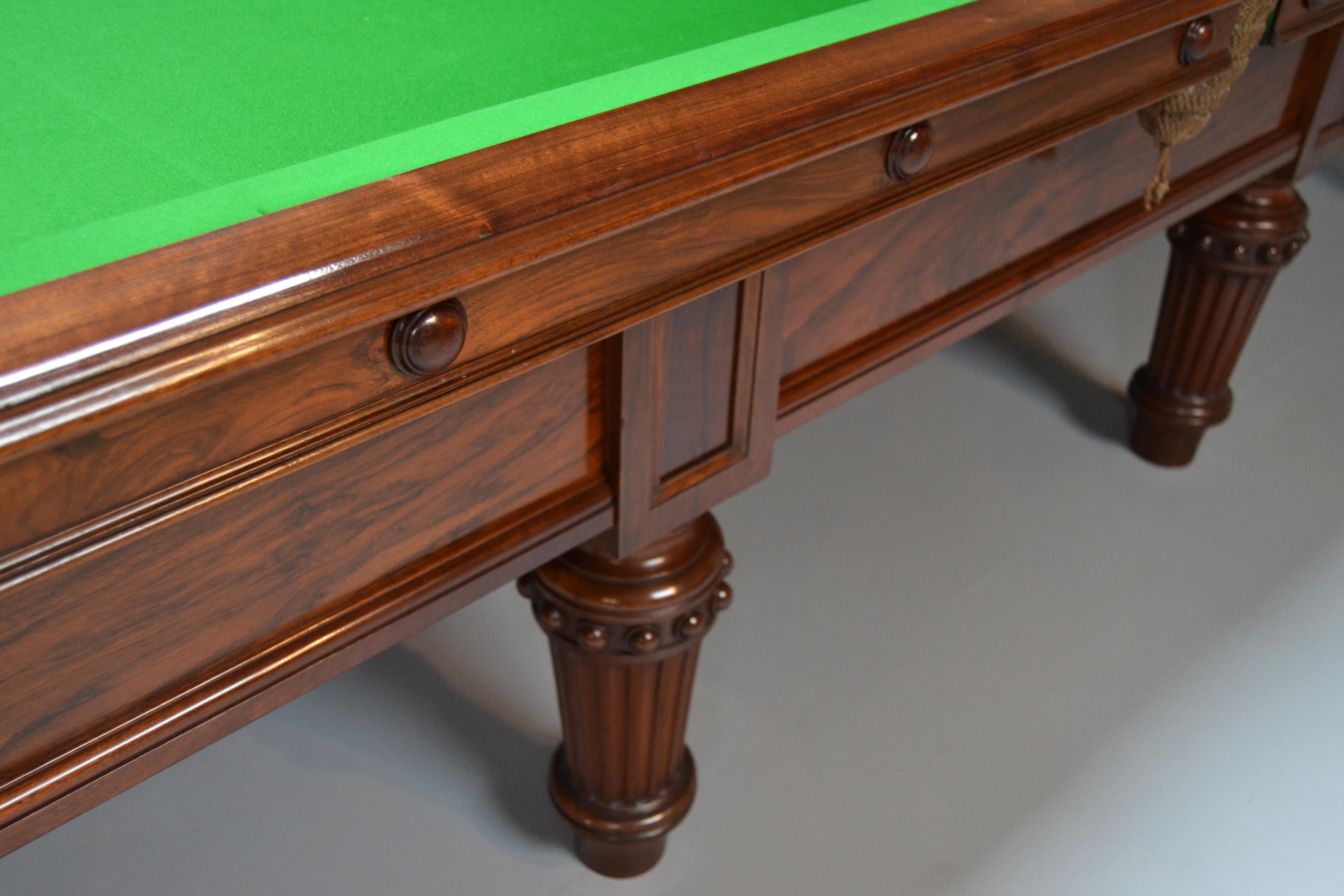 Late Victorian Scottish Victorian Billiard Snooker Pool Table Walnut, Made 1870 For Sale