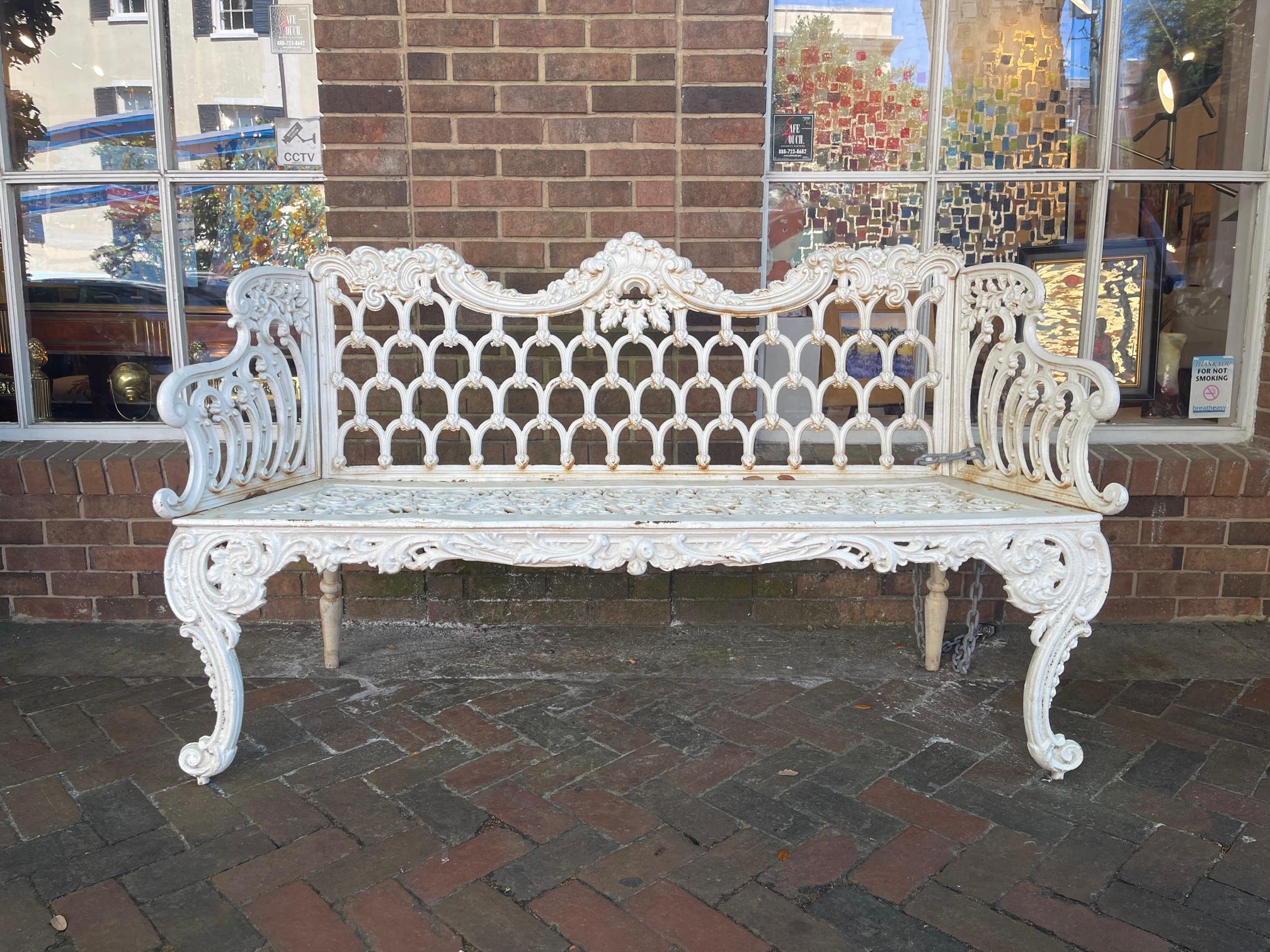 Scottish Victorian Painted Cast Iron Bench with Scroll Design, Circa 1846 For Sale 4