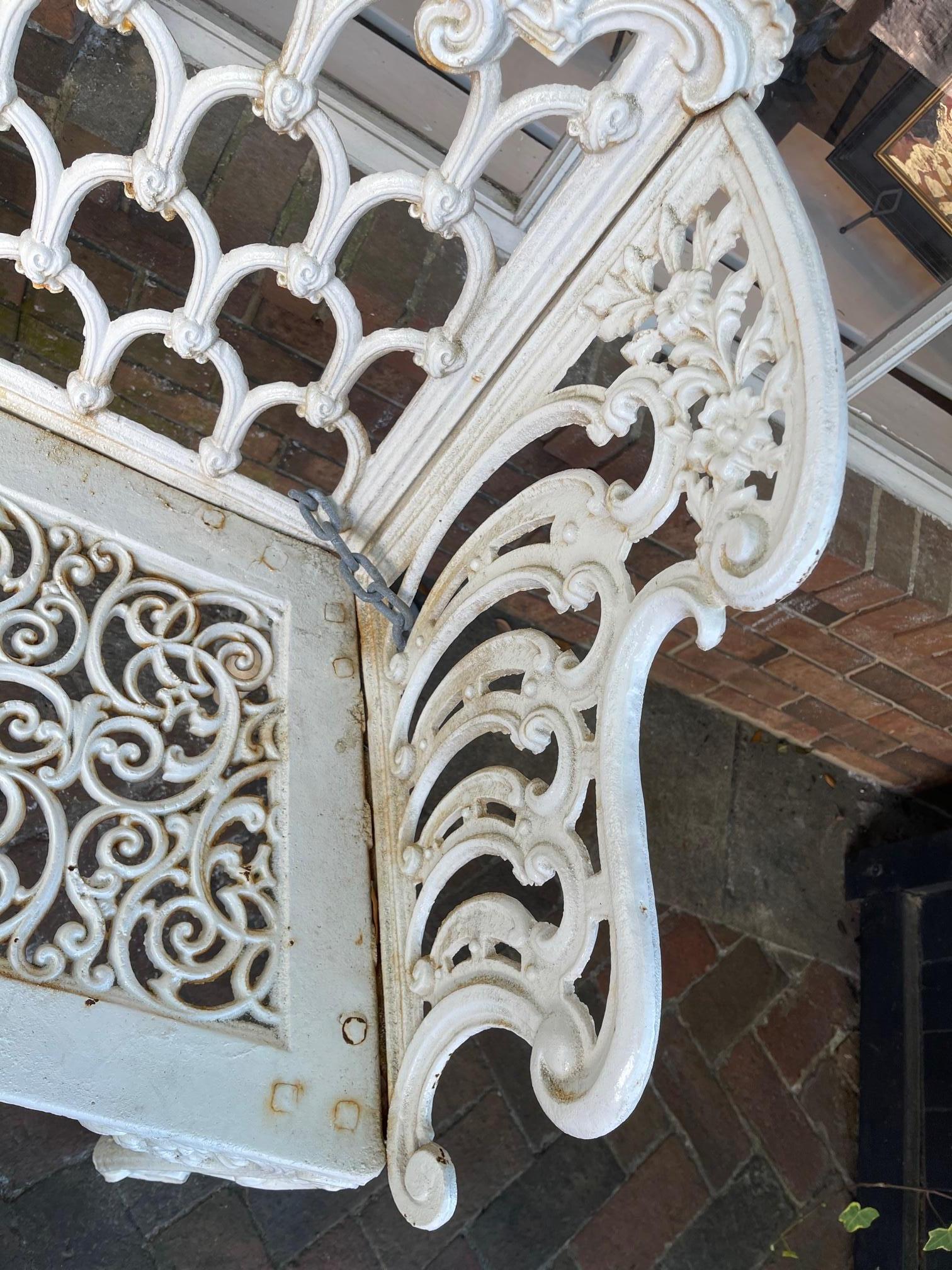 Scottish Victorian Painted Cast Iron Bench with Scroll Design, Circa 1846 For Sale 3