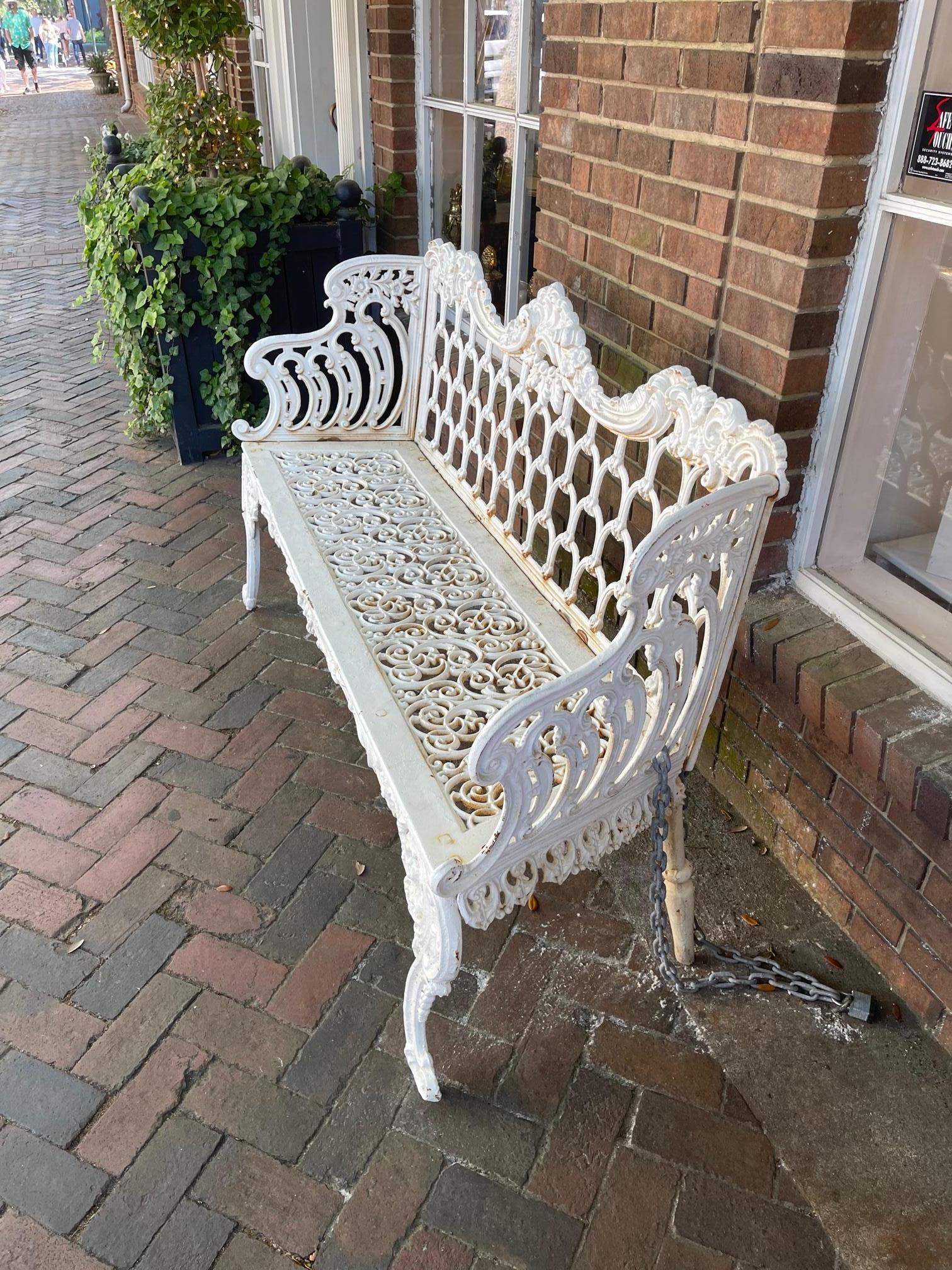 Scottish Victorian Painted Cast Iron Bench with Scroll Design, Circa 1846 For Sale 4