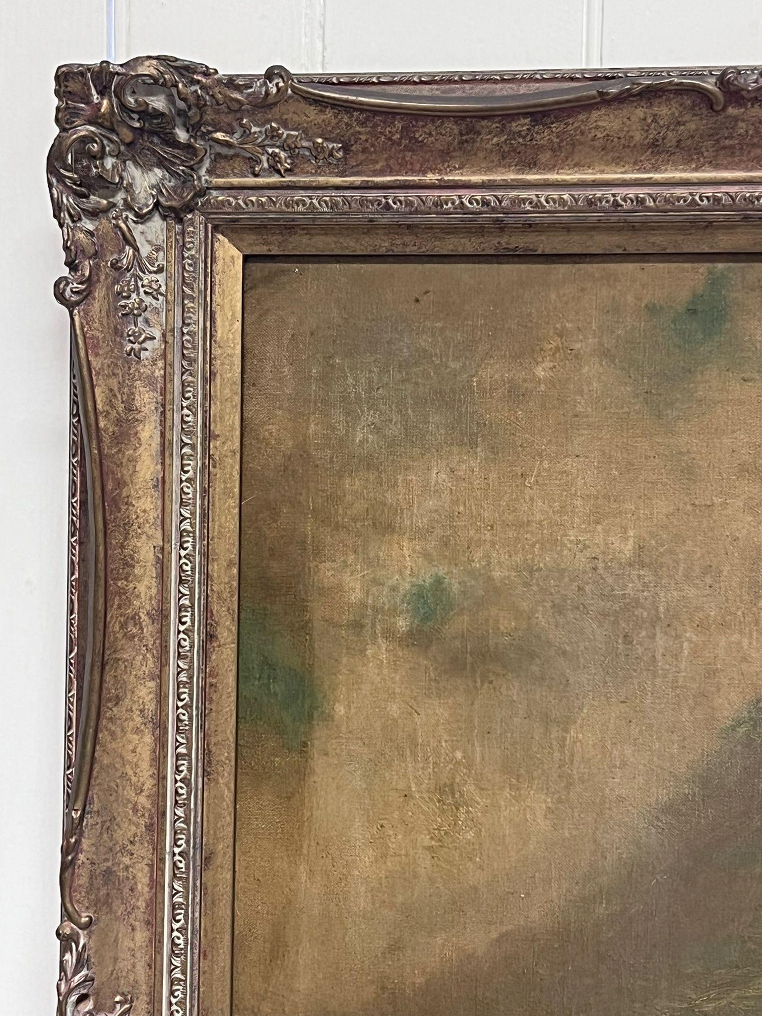 Le bétail des Highlands dans le paysage écossais 
huile sur toile encadrée
encadré : 29 x 23 pouces
toile : 25 x 18 pouces
provenance : collection privée, Angleterre
état : quelques salissures et marques d'âge, mais dans l'ensemble très bon état.