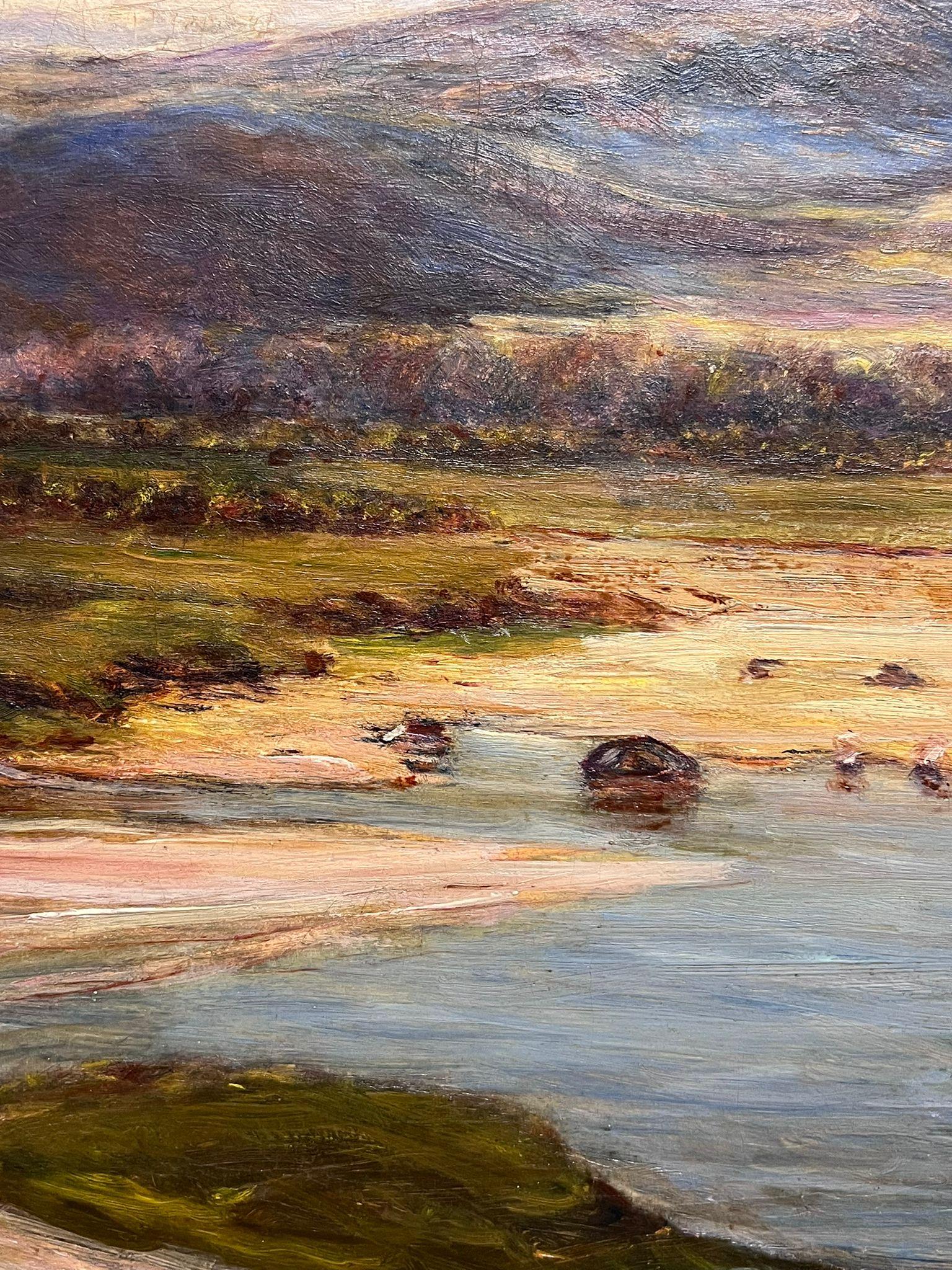 Grande pittura ad olio vittoriana delle Highlands scozzesi, paesaggio fluviale e spiagge sabbiose in vendita 6