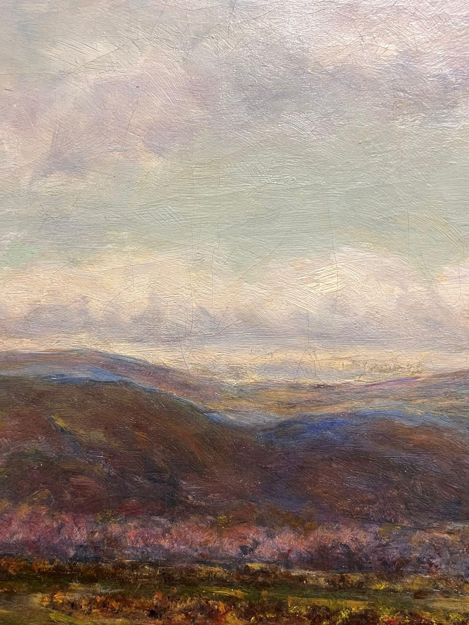 Grande pittura ad olio vittoriana delle Highlands scozzesi, paesaggio fluviale e spiagge sabbiose - Painting Impressionismo di Scottish Victorian