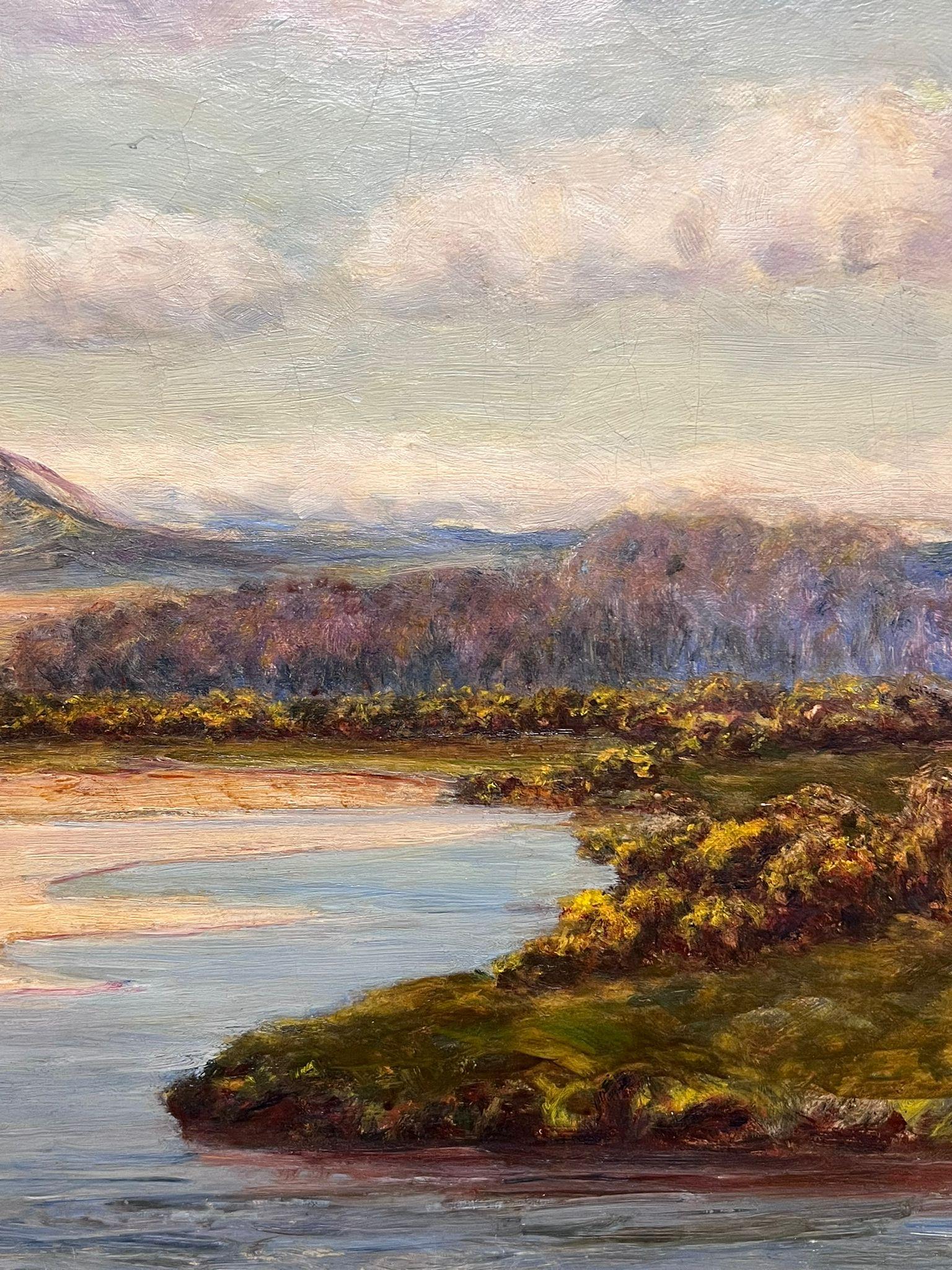 Grande pittura ad olio vittoriana delle Highlands scozzesi, paesaggio fluviale e spiagge sabbiose in vendita 1