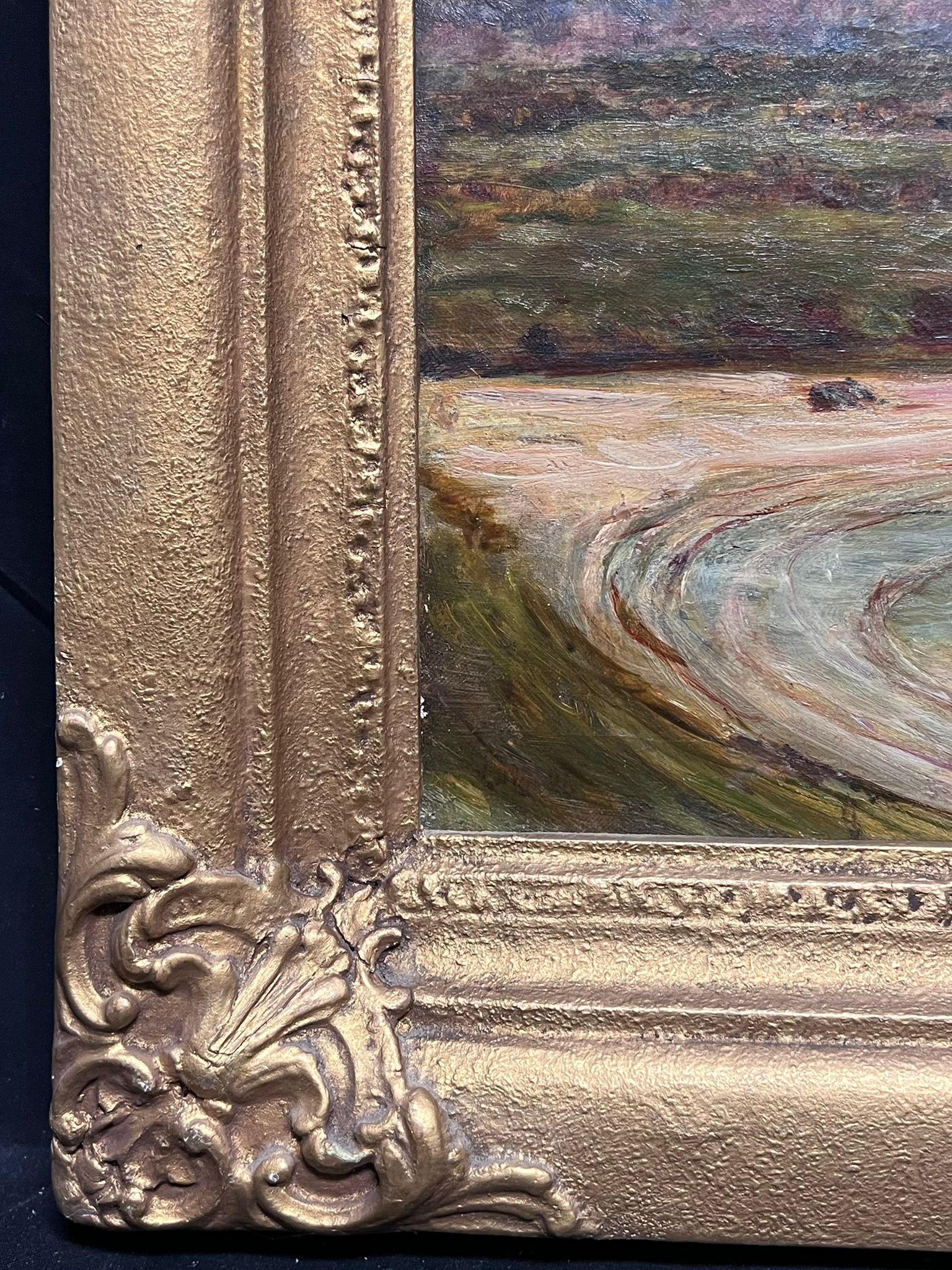 Grande pittura ad olio vittoriana delle Highlands scozzesi, paesaggio fluviale e spiagge sabbiose in vendita 4
