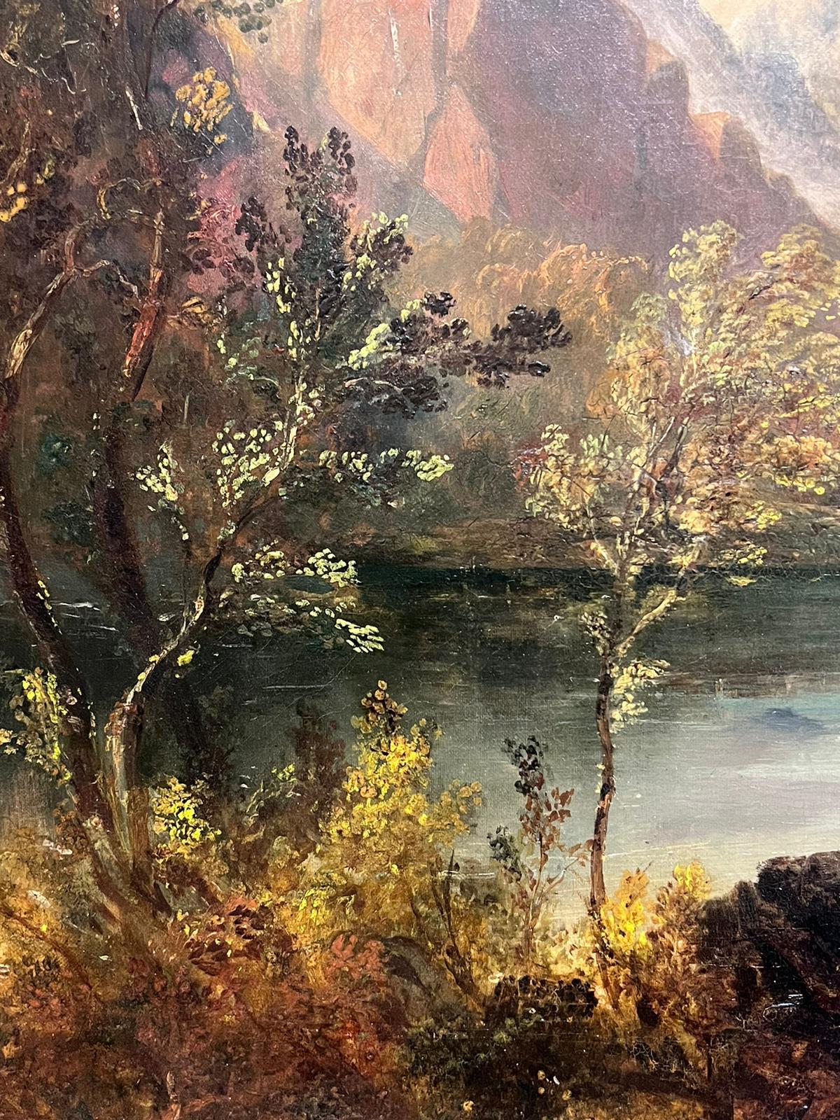 Large Victorian Scottish Oil Painting Highland Loch Bathed in Sunlight For Sale 2