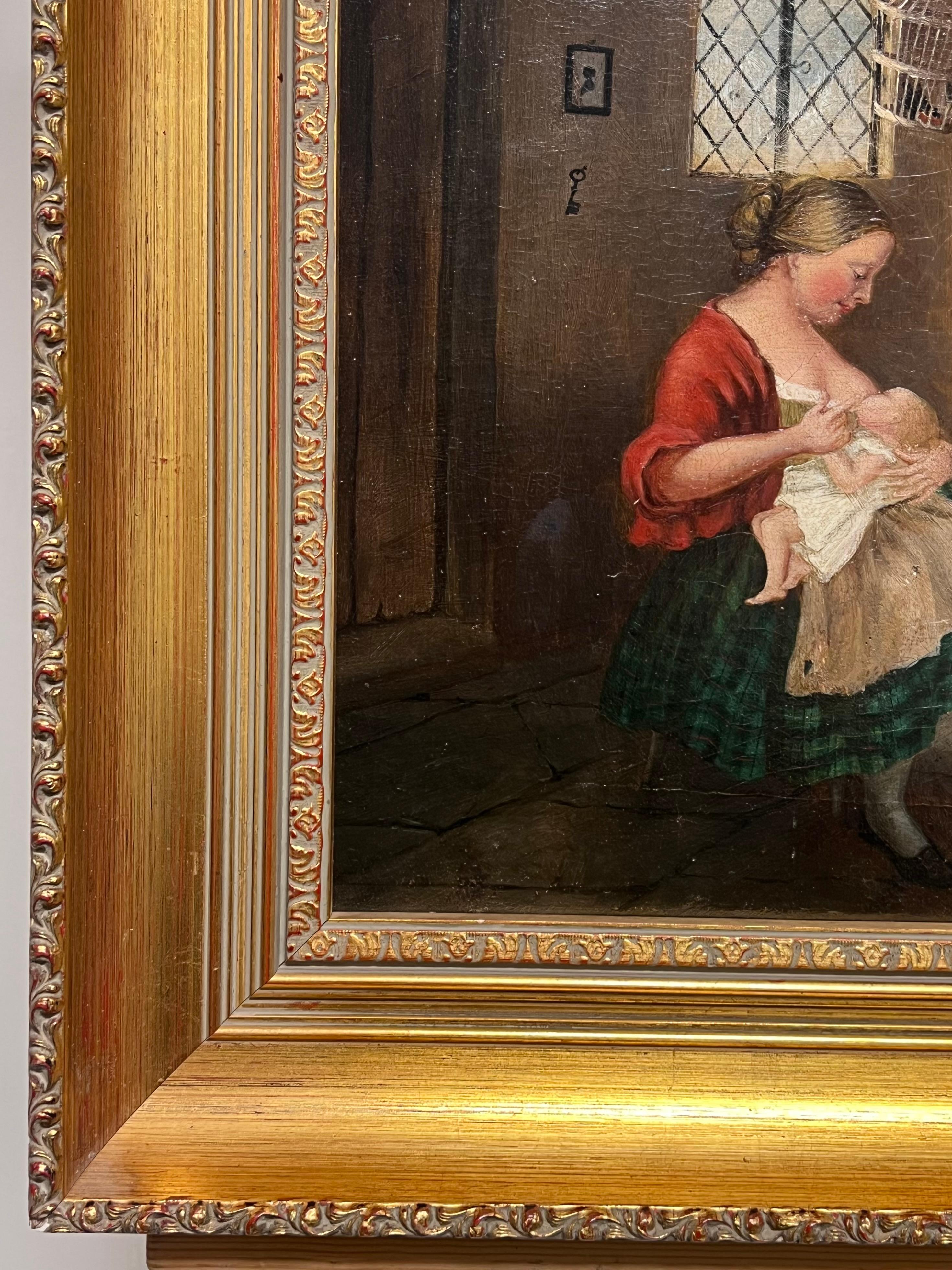 Hora de comer, el interior de la cabaña
Escuela escocesa, siglo XIX
firmado esquina inferior
óleo sobre tabla, enmarcado 
enmarcado: 19 x 24 pulgadas
tablero: 14,5 x 18 pulgadas
Procedencia: colección privada, Inglaterra
Estado: sano y en buen