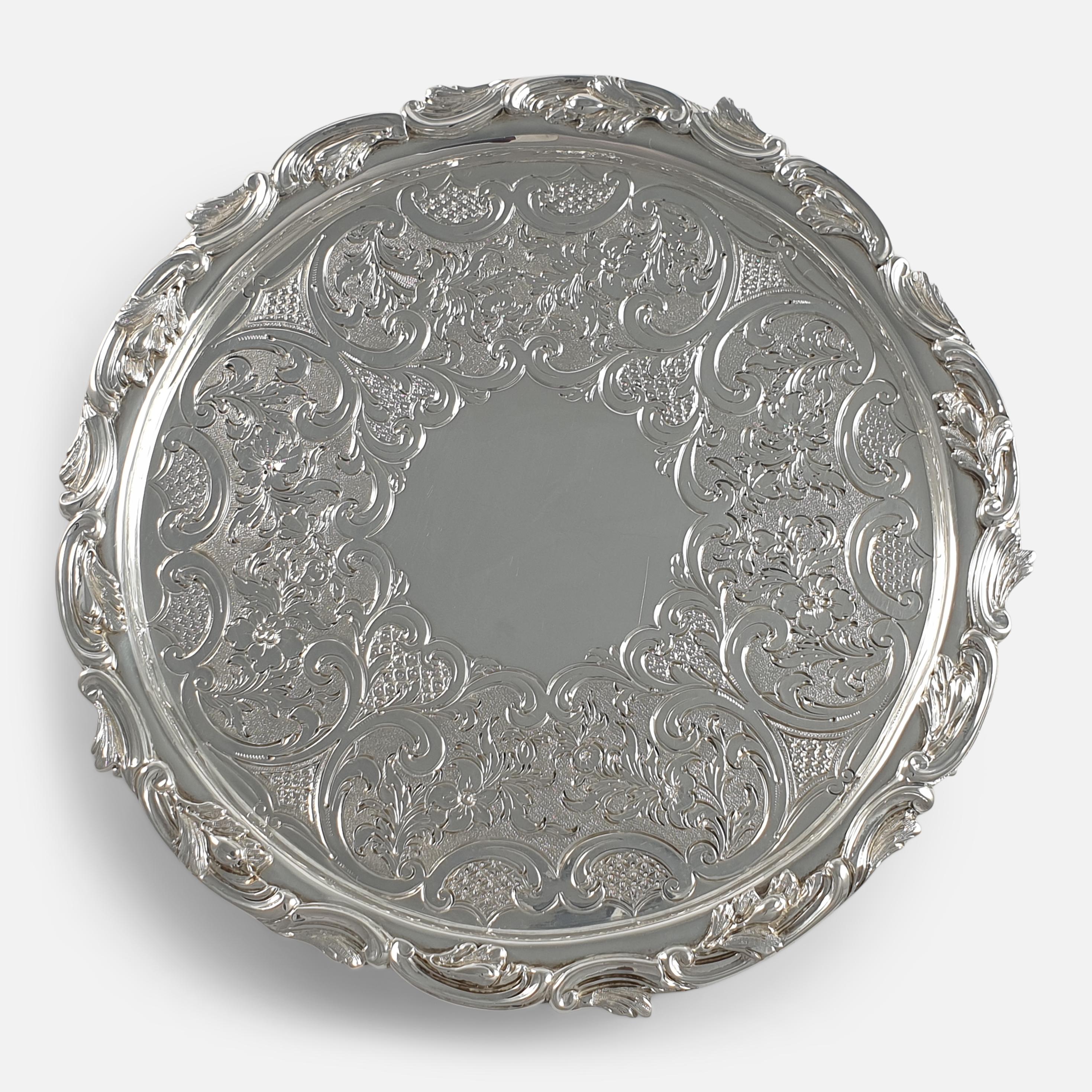 Scottish Victorian Sterling Silver Salver, Marshall & Sons For Sale 5