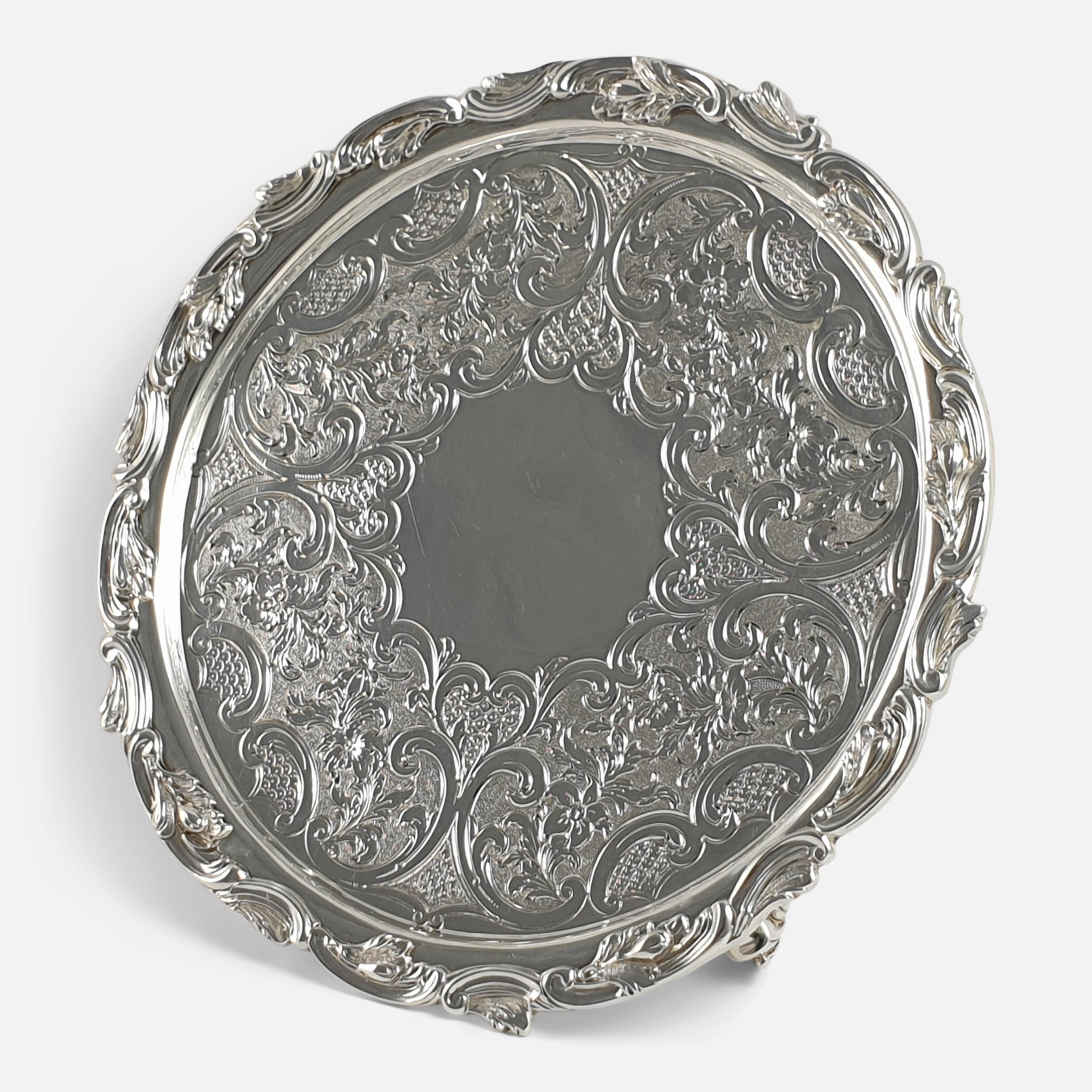 Scottish Victorian Sterling Silver Salver, Marshall & Sons For Sale 6
