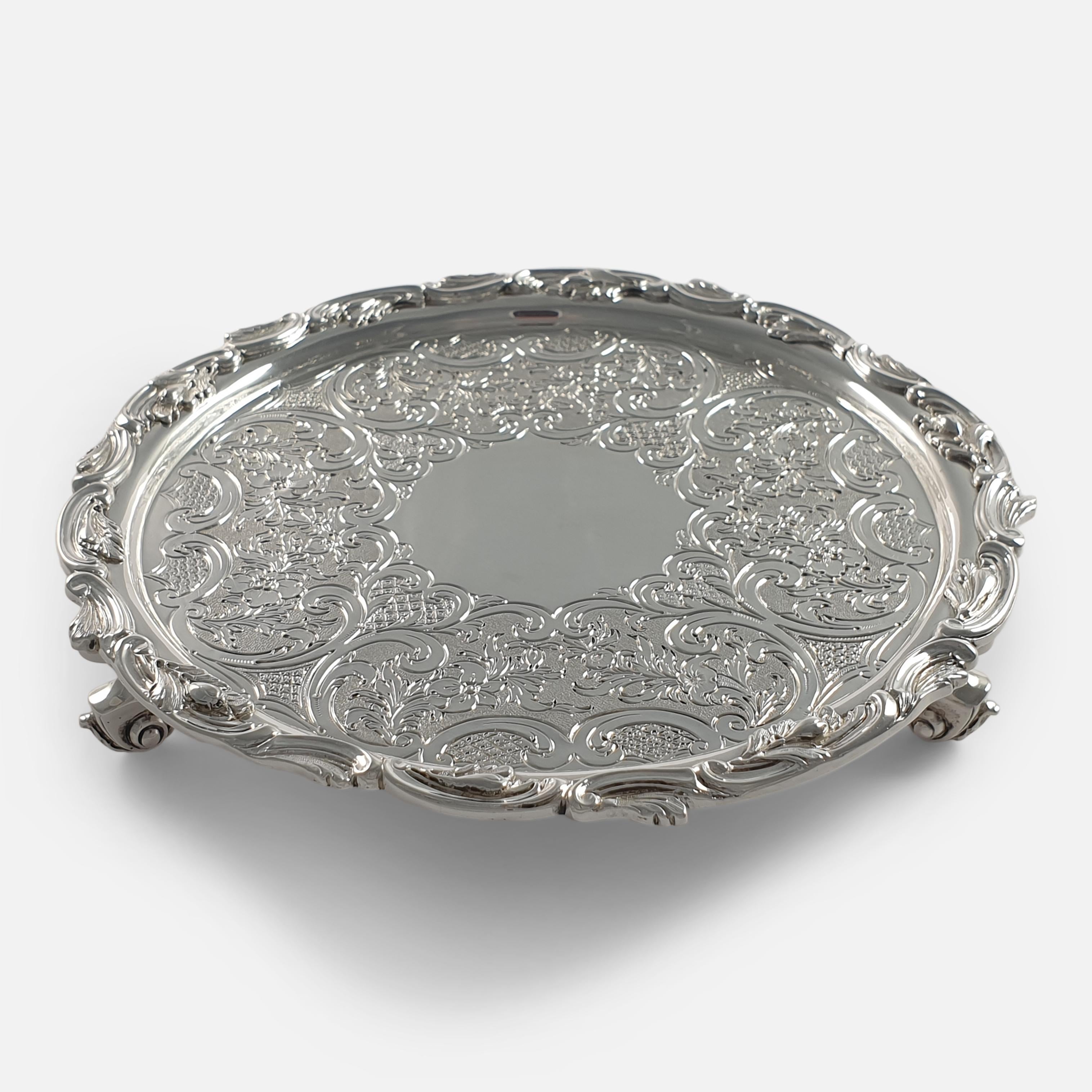 Early Victorian Scottish Victorian Sterling Silver Salver, Marshall & Sons For Sale