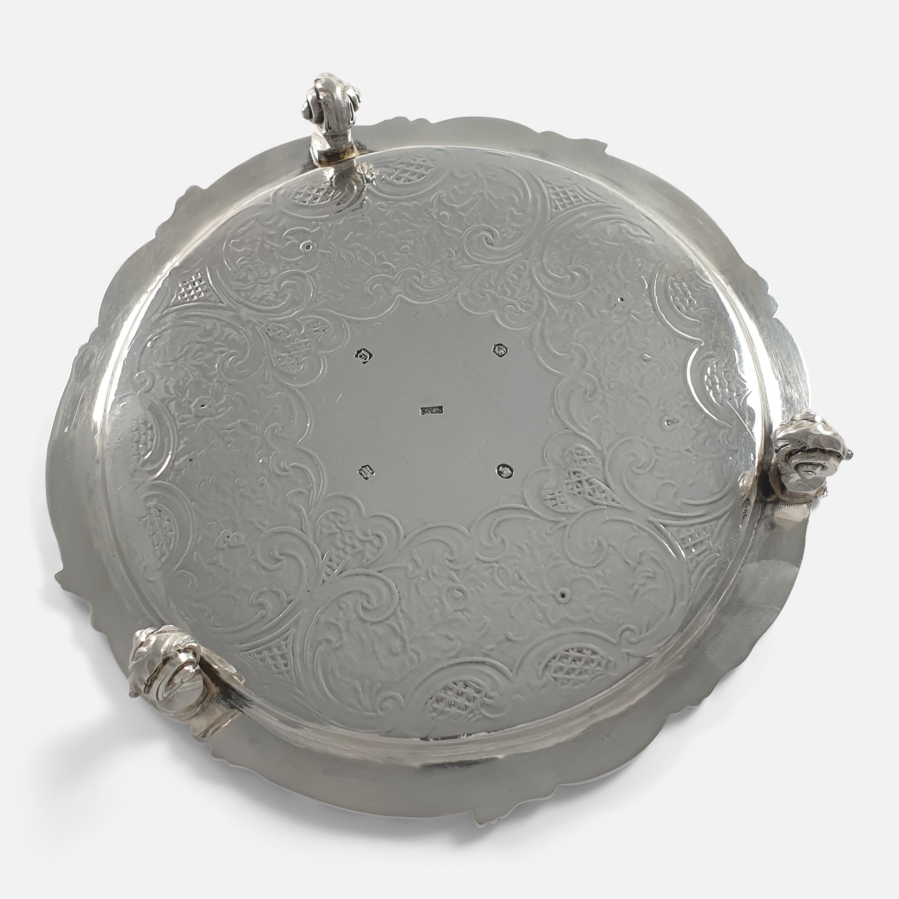 Scottish Victorian Sterling Silver Salver, Marshall & Sons For Sale 3