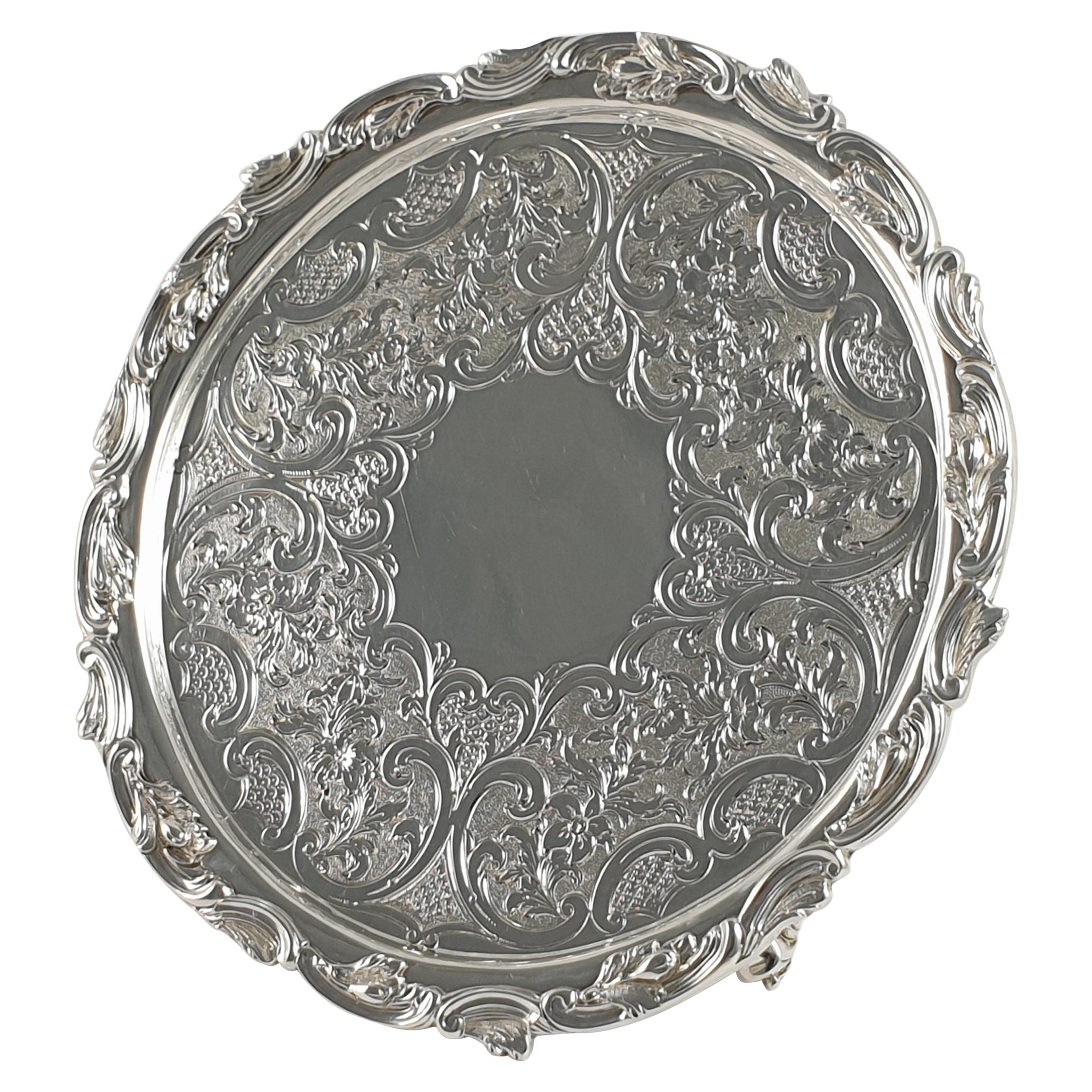 Scottish Victorian Sterling Silver Salver, Marshall & Sons For Sale