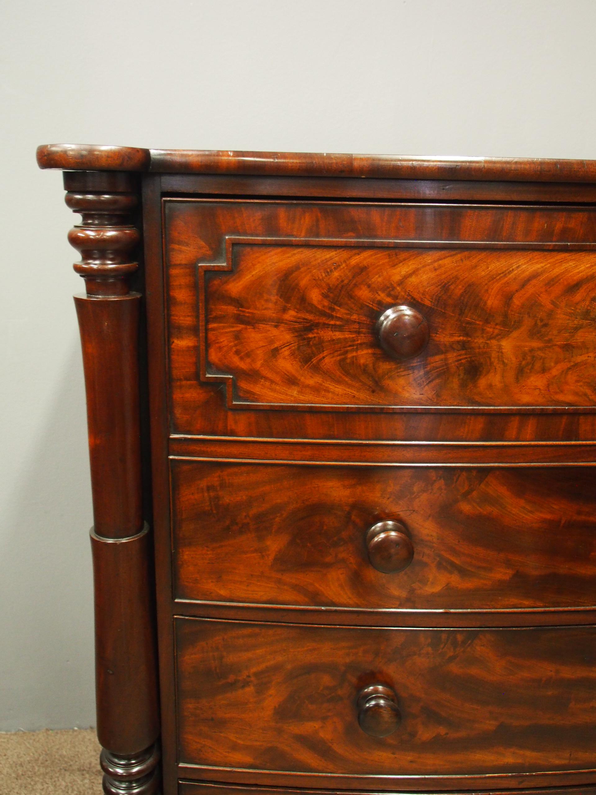 Scottish William IV Mahogany Bow Front Chest of Drawers For Sale 2