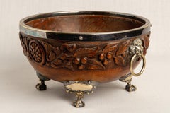 Antique Scottish Fruitwood Bowl, Silver-Plated, Arts and Crafts, 1900s