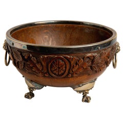 Antique Scottish Wooden and Silver Plated Bowl