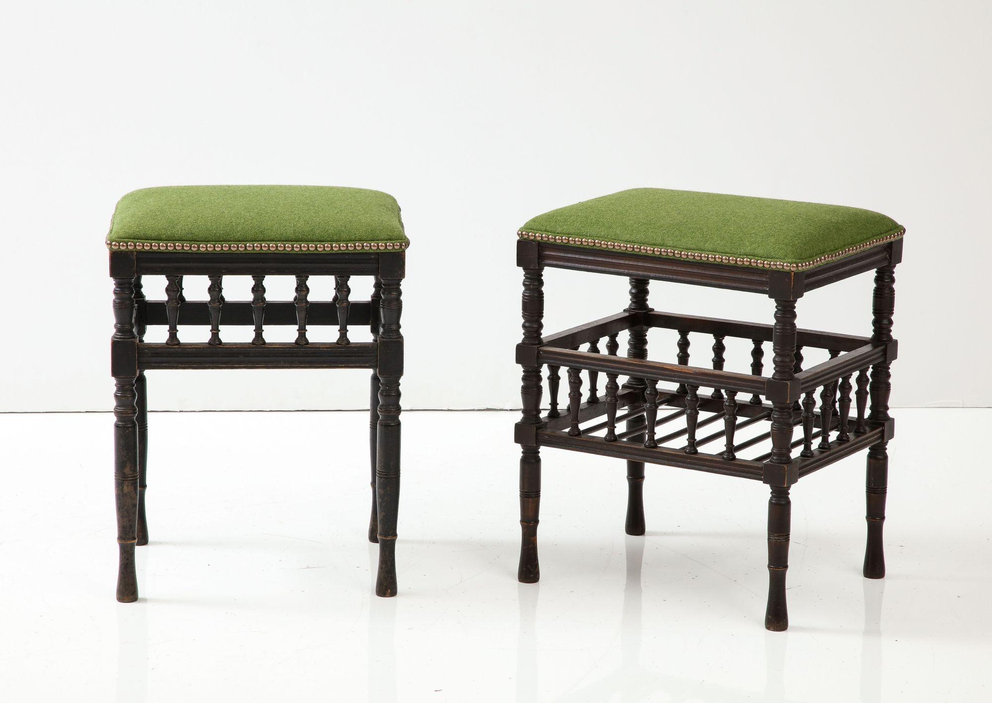Aesthetic Movement Scottish Wool Upholstered Stools For Sale