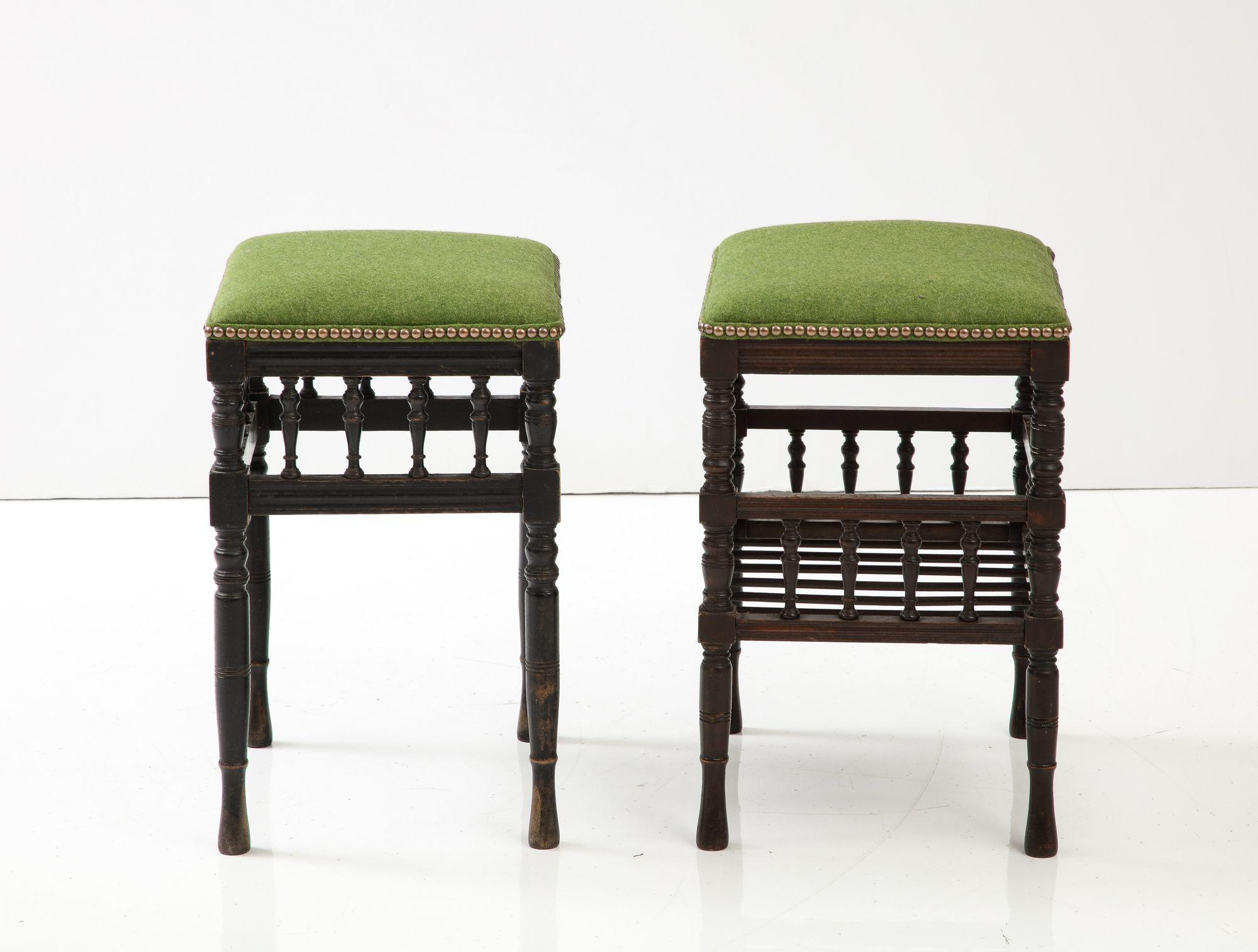 Beech Scottish Wool Upholstered Stools For Sale