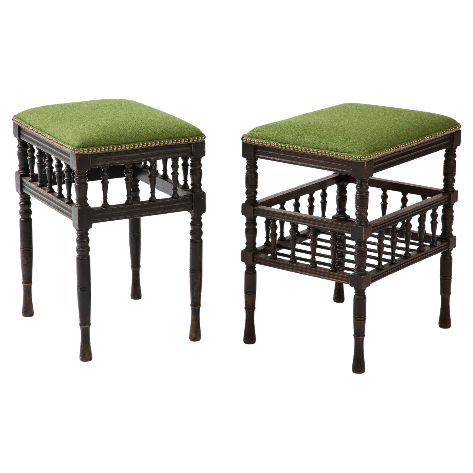 Scottish Wool Upholstered Stools For Sale