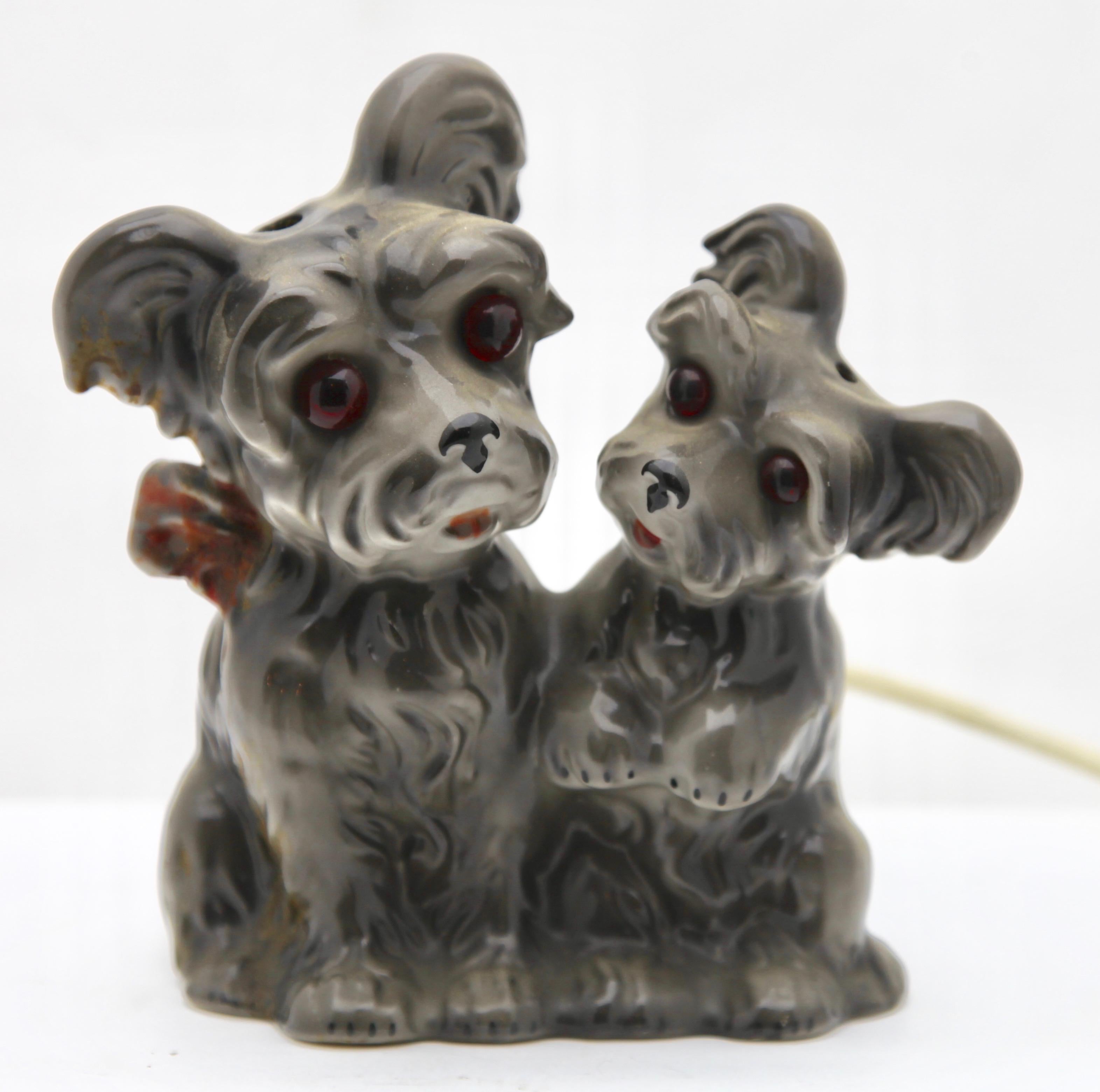 Art Nouveau Scotty Dog Pups Perfume Lamp by Carl Scheidig/Gräfenthal, Germany, 1930s For Sale
