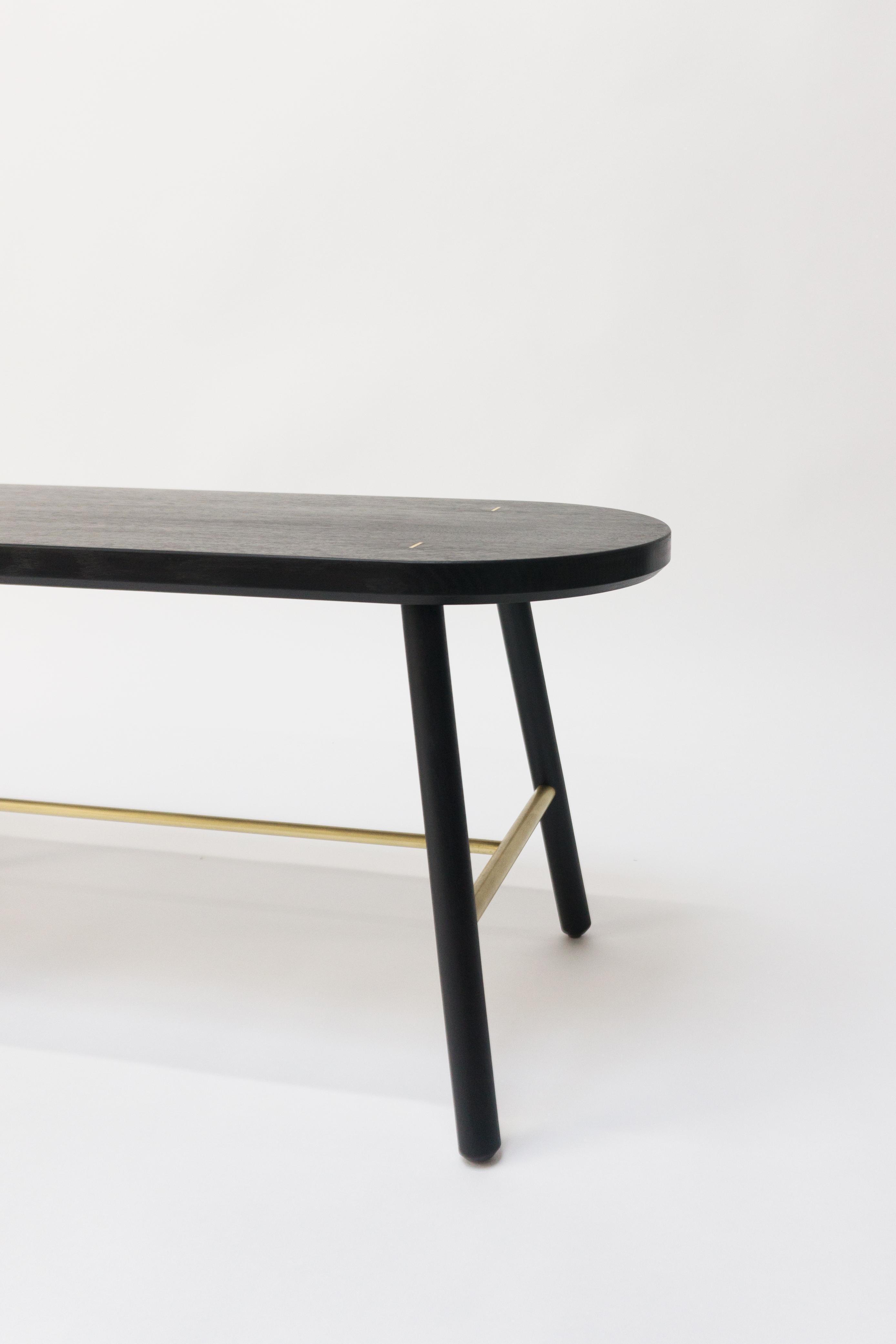 American Scout Long Bench in Blackened Oak and Satin Brushed Brass by Steven Bukowski For Sale