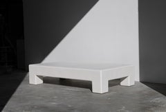 scout great white rectangle plaster coffee table in salt by öken house studios
