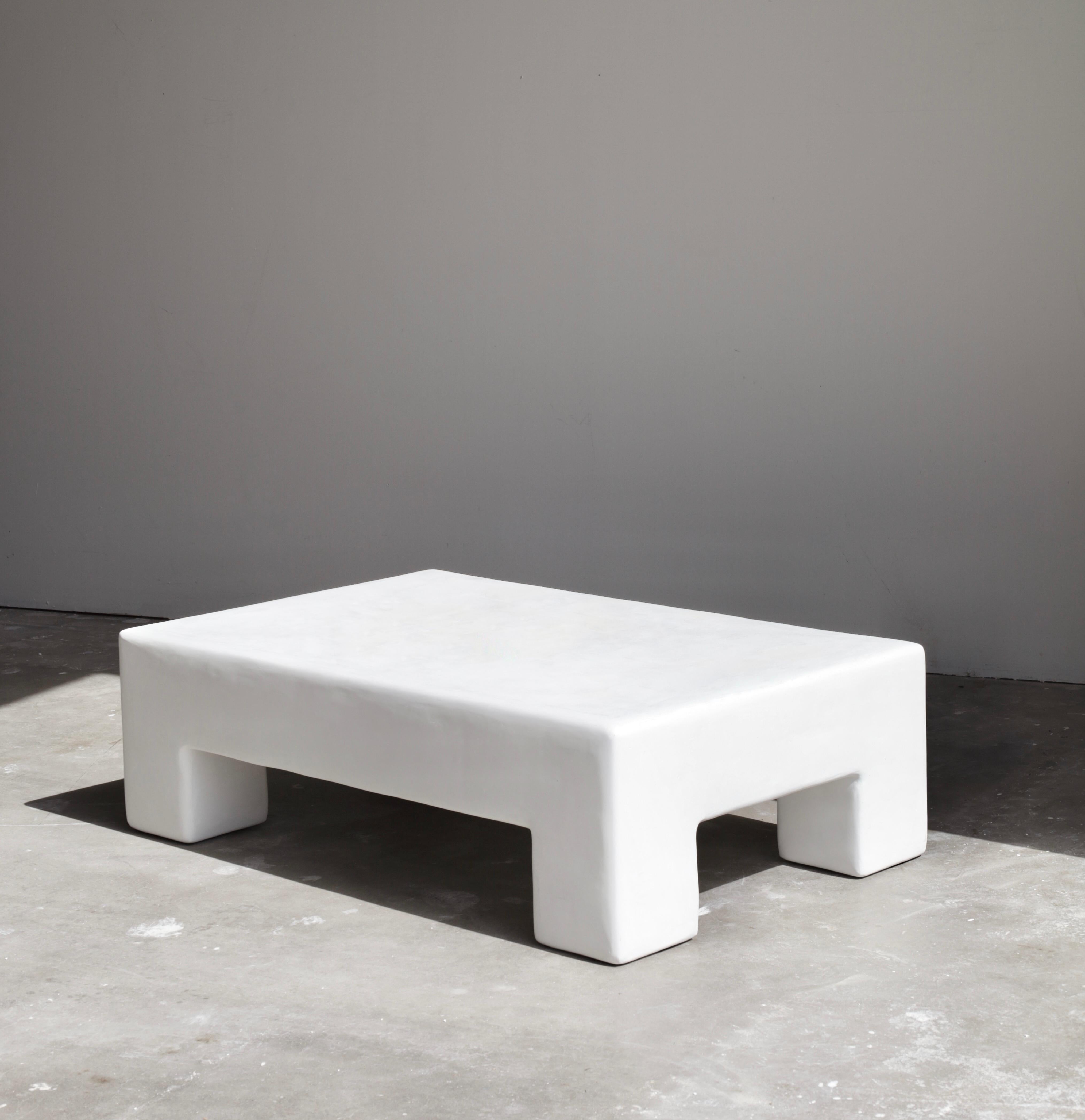 American scout great white rectangle plaster coffee table in salt by öken house studios For Sale