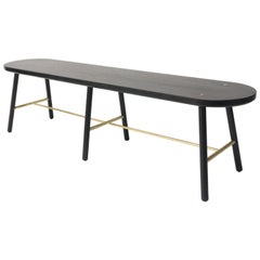 Scout Long Bench in Blackened Oak and Satin Brushed Brass by Steven Bukowski