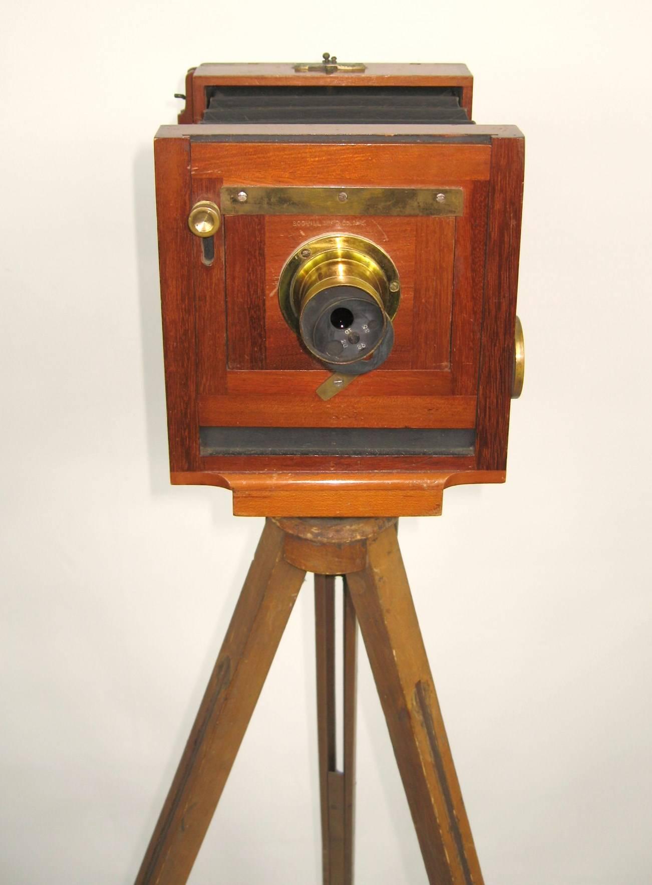 Victorian Scovill MFD Co Large Format Wood Camera with Tripod and Case