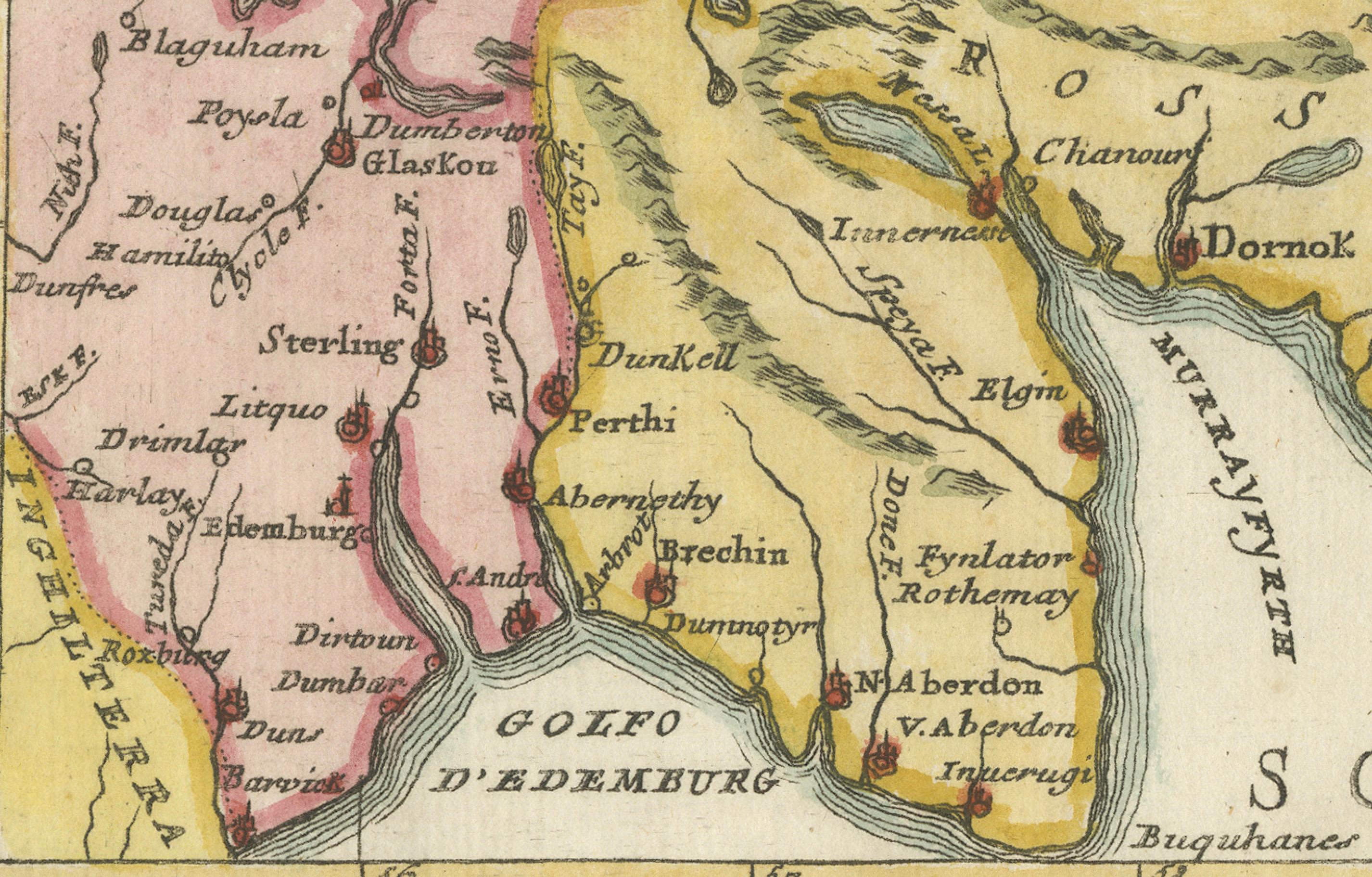 Scozia - Carte ancienne de l'Ecosse par Coronelli, vers 1690 en vente 1