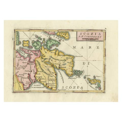 Scozia – Antique Map of Scotland by Coronelli, circa 1690