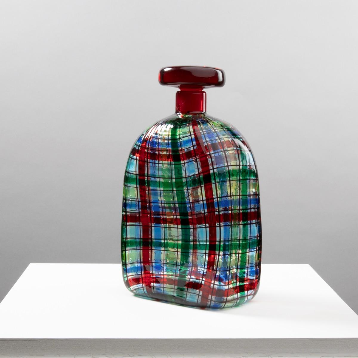 Italian Scozzese 'or Tartan' Bottle with Stopper by Ercole Barovier, Barovier e Toso For Sale