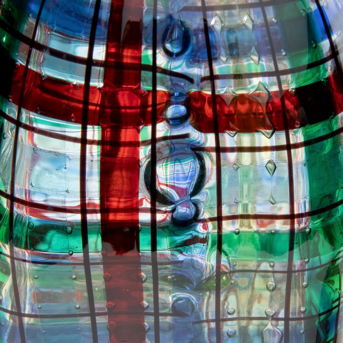 XX secolo Bottiglia Scozzese 'o Tartan' con tappo di Ercole Barovier, Barovier e Toso