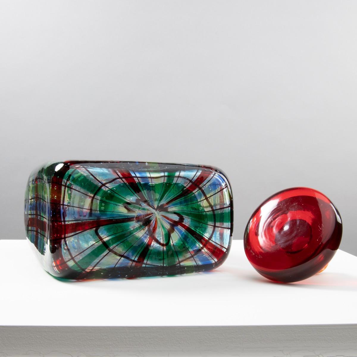Art Glass Scozzese 'or Tartan' Bottle with Stopper by Ercole Barovier, Barovier e Toso For Sale
