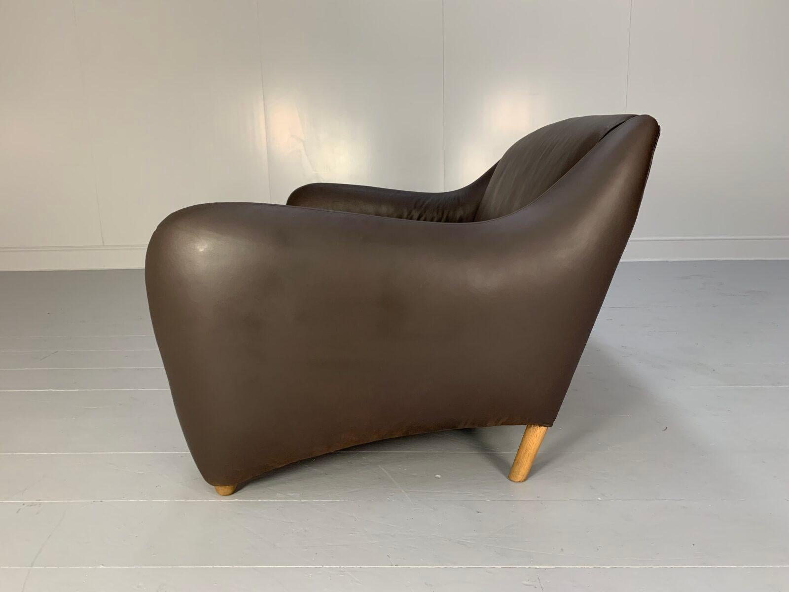Contemporary SCP Conran Matthew Hilton “Balzac” 2-Seat Sofa – In Dark Brown Leather
