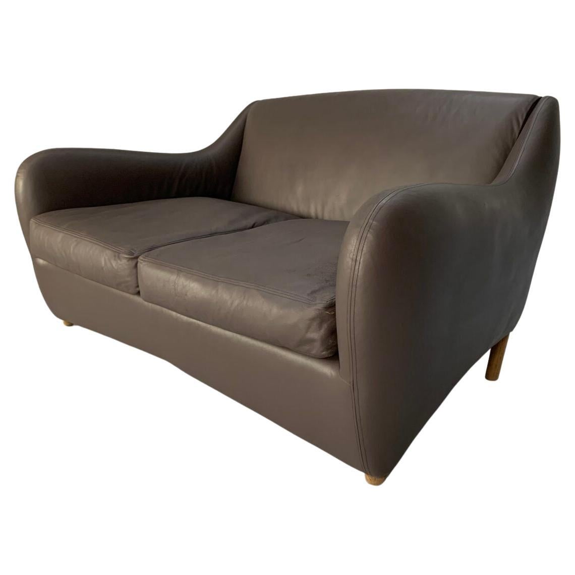 SCP Conran Matthew Hilton “Balzac” 2-Seat Sofa – In Dark Brown Leather