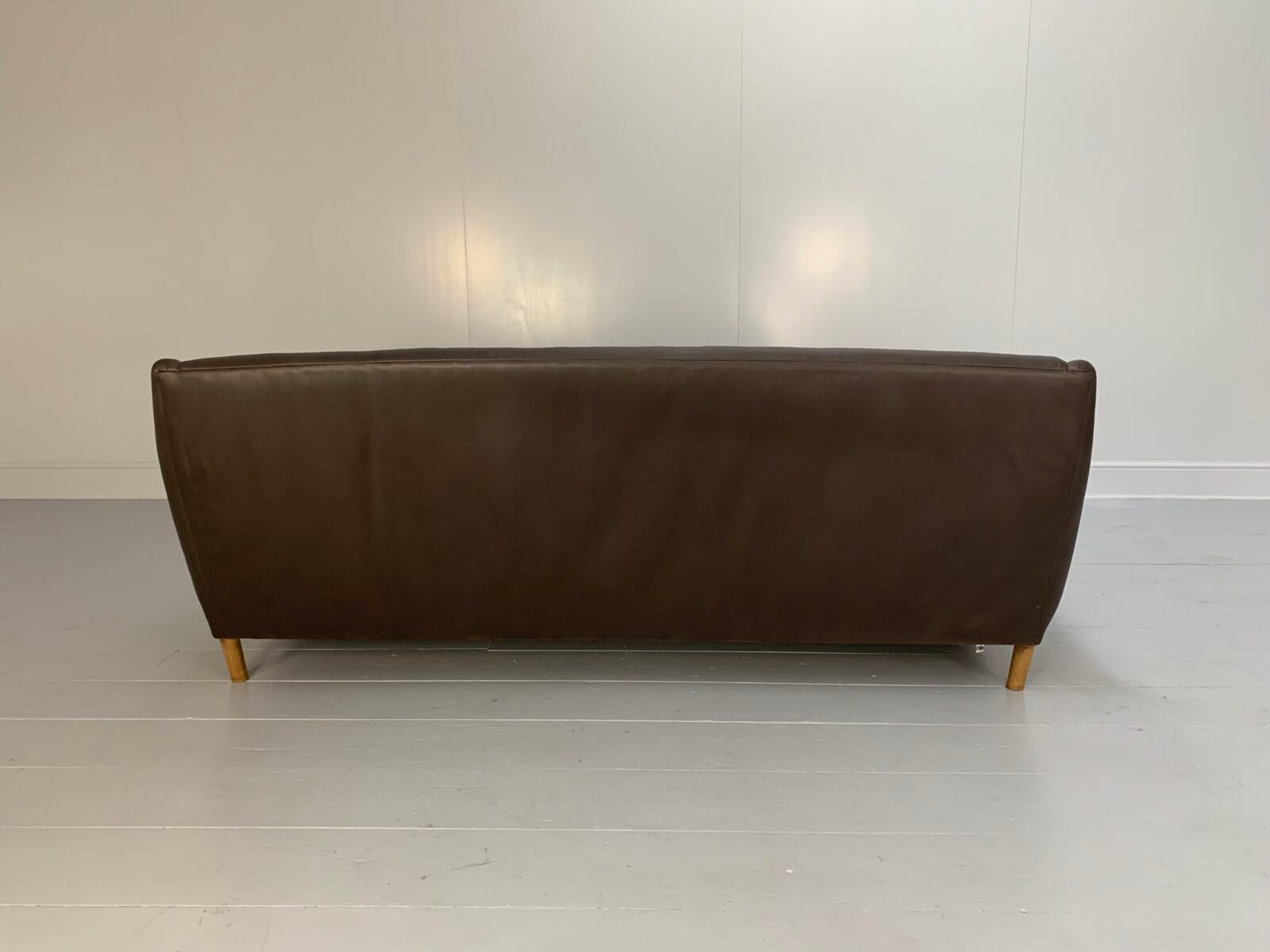 SCP Conran Matthew Hilton “Balzac” 3-Seat Sofa – In Dark Brown Leather In Good Condition In Barrowford, GB