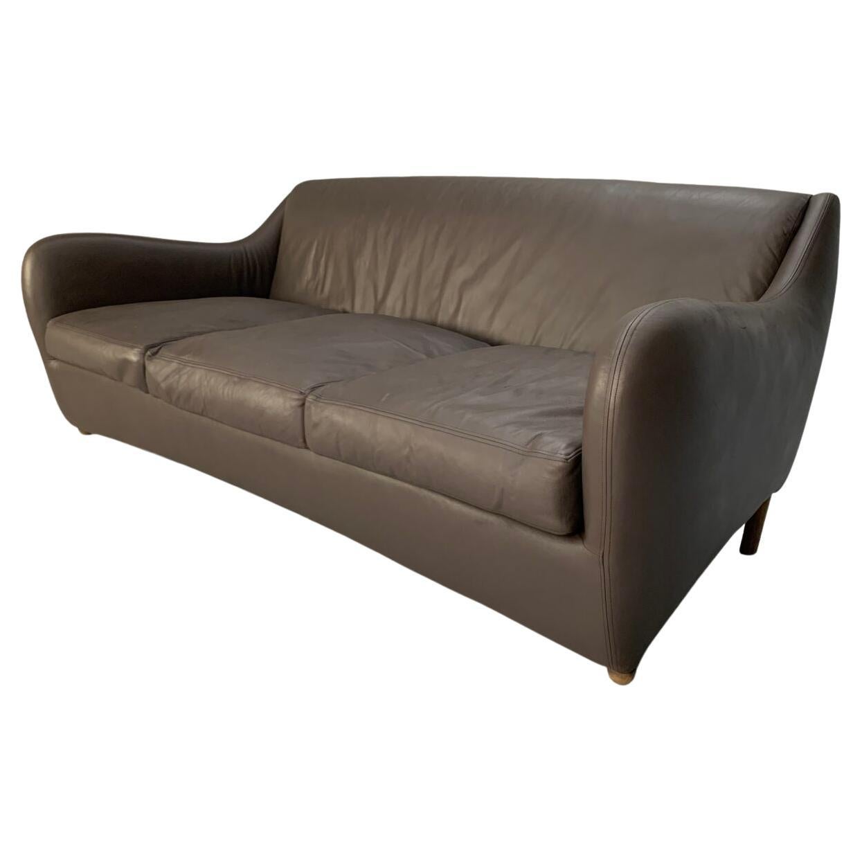 SCP Conran Matthew Hilton “Balzac” 3-Seat Sofa – In Dark Brown Leather