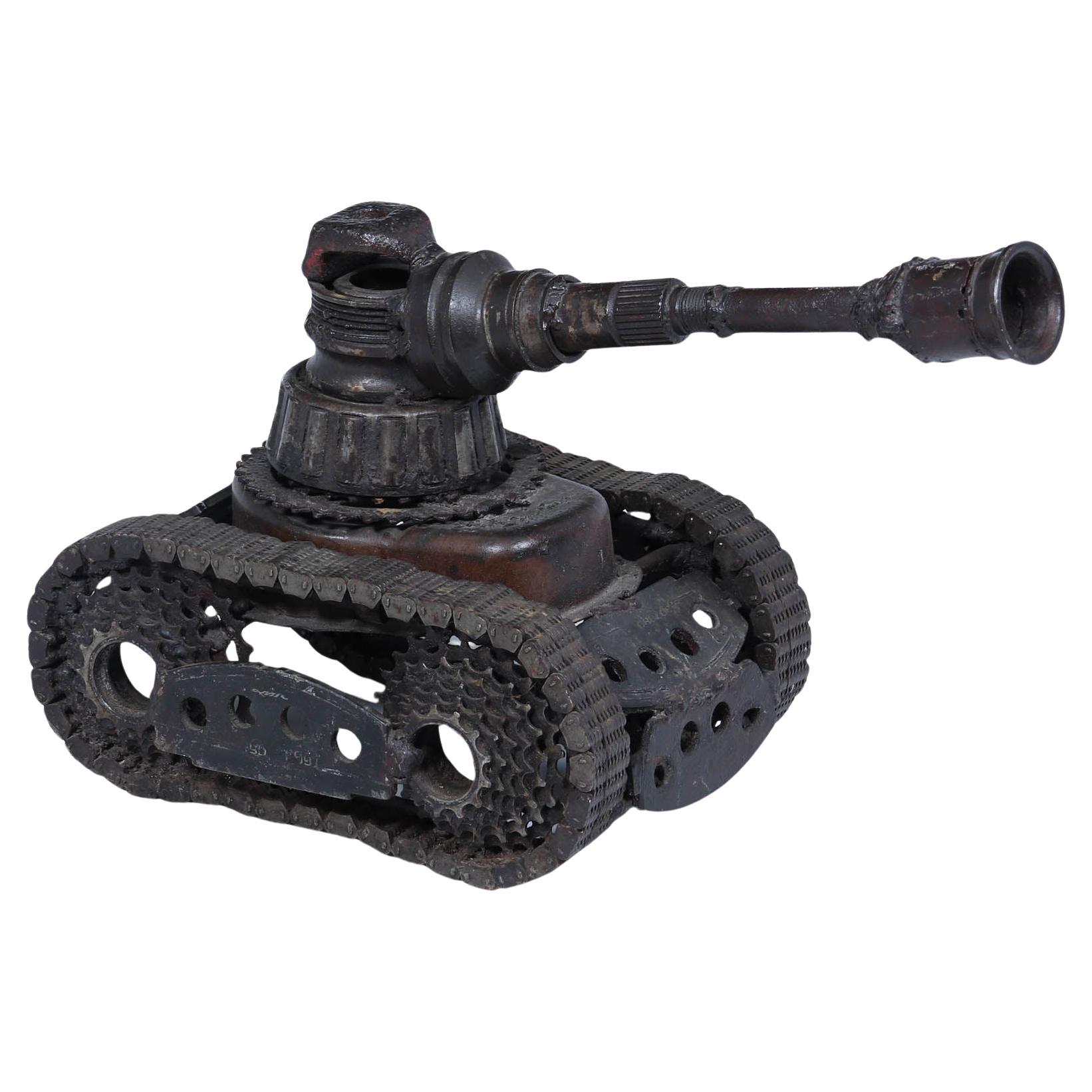 Scrap Metal Art of a Tank c1970
