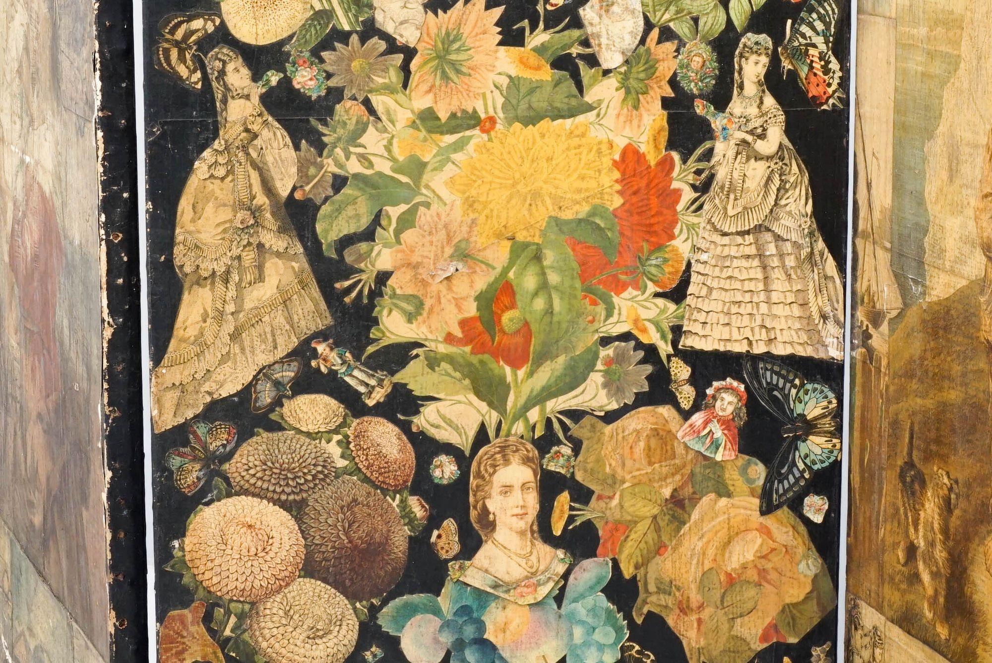 Paravento a tre pannelli pieghevoli, alcuni danni ai paraventi, come mostrato nelle immagini.

H. H. 155cm x L. 130cm x P. 3cm

Regno Unito Circa 1960