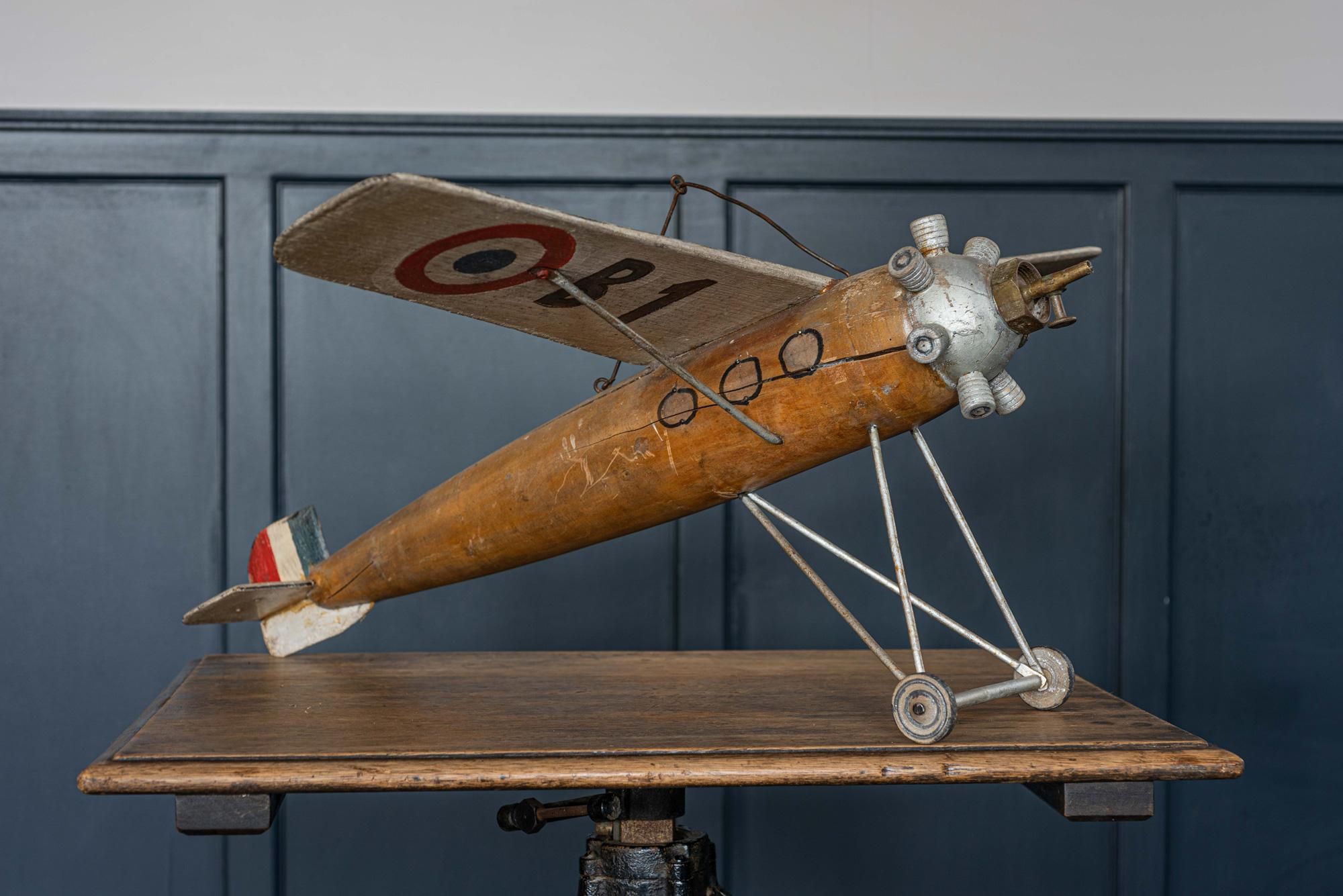 Wood Scratch Built French Airplane, Early Mid-20th Century