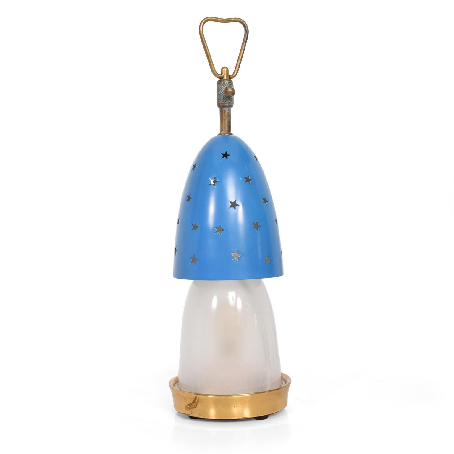 1950er Angelo Lelli Italienische Blaue Tischlampen Arredoluce im Angebot 2